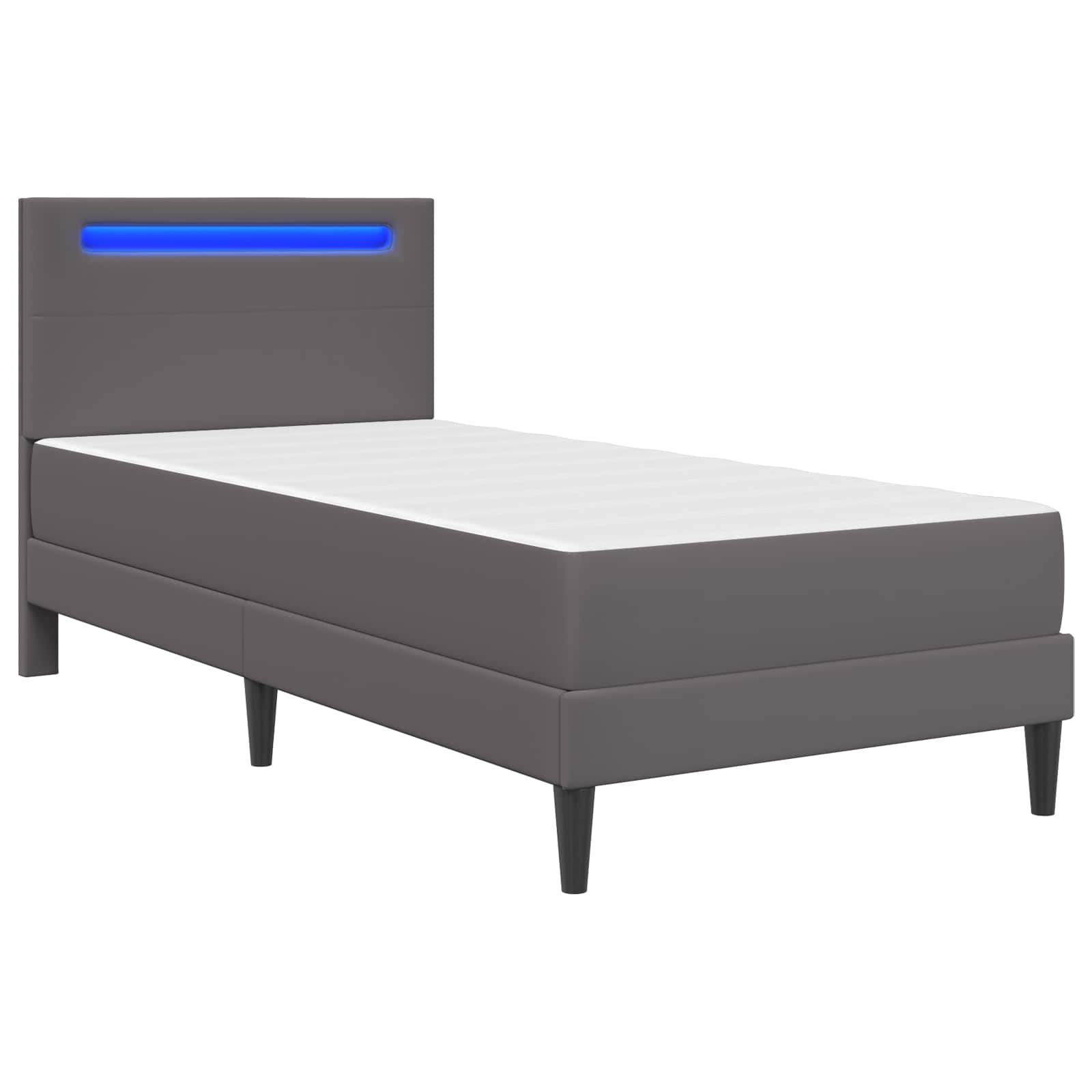 Cadre de lit avec bandes LED Gris 90 x 190 cm Simili cuir - XIOS