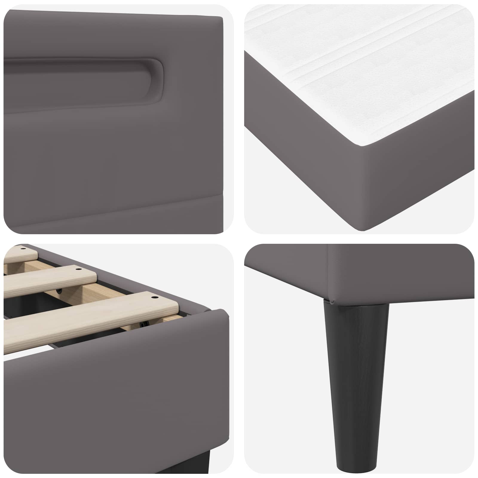 Cadre de lit avec bandes LED Gris 90 x 200 cm Simili cuir - XIOS