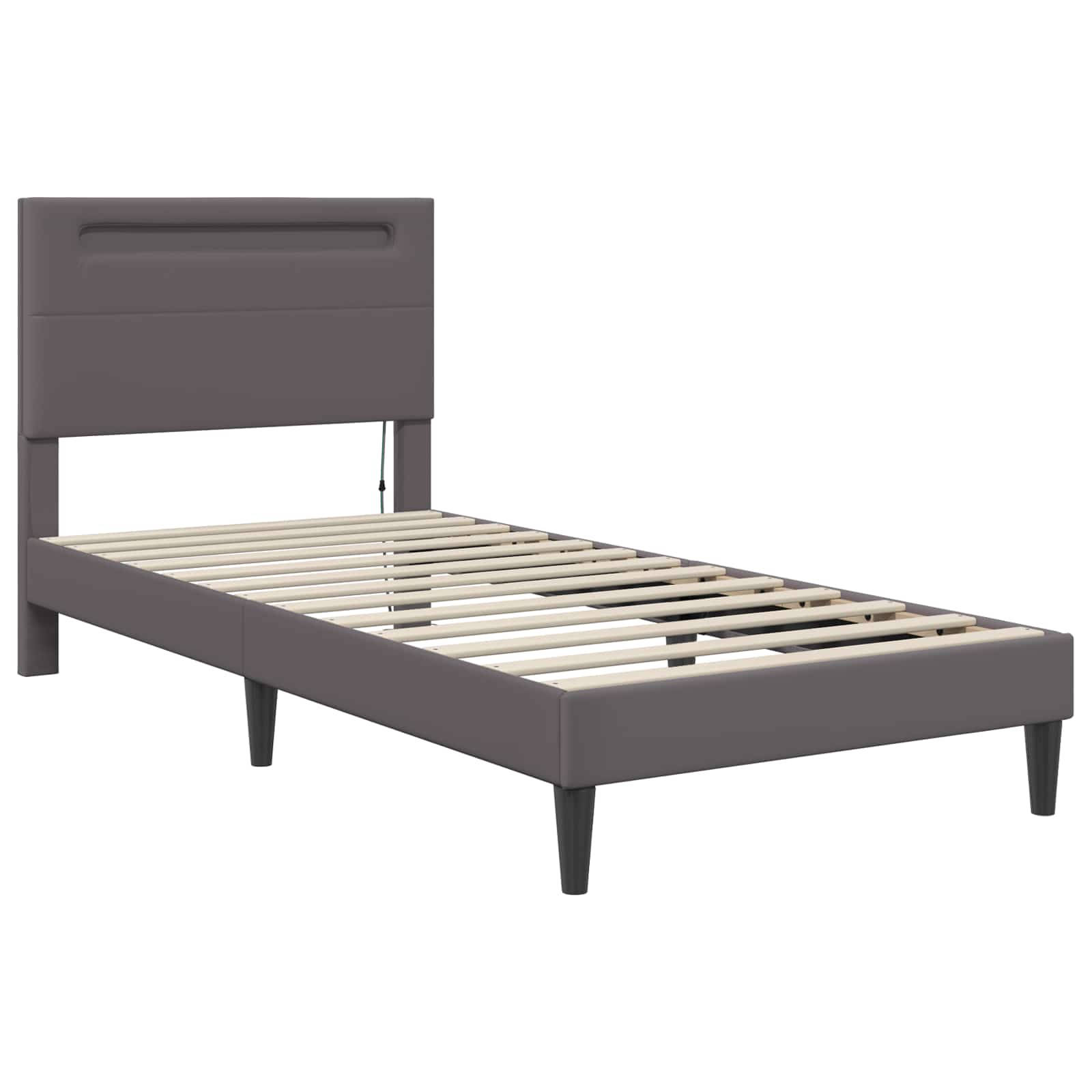 Cadre de lit avec bandes LED Gris 90 x 200 cm Simili cuir - XIOS
