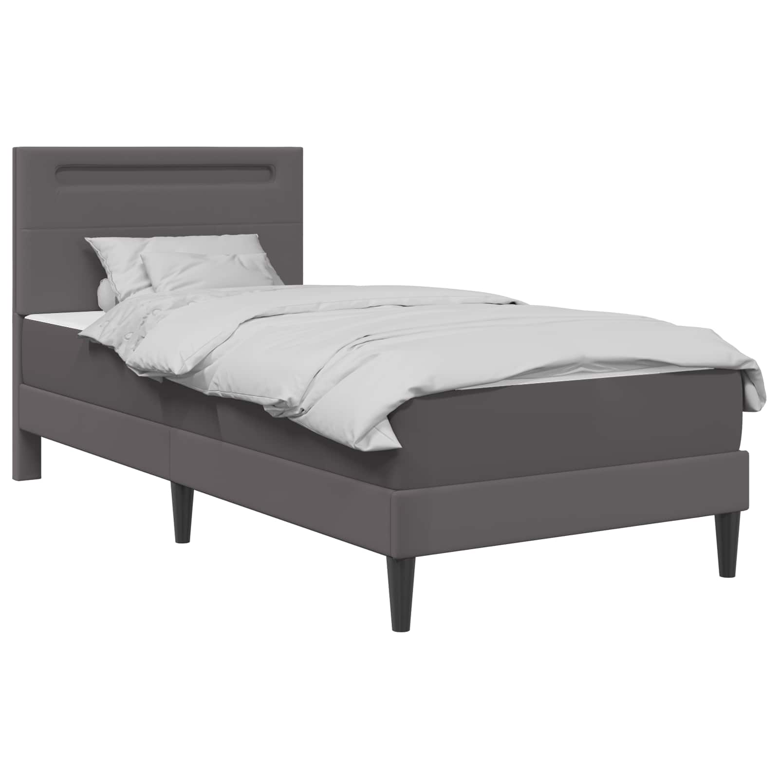 Cadre de lit avec bandes LED Gris 90 x 200 cm Simili cuir - XIOS