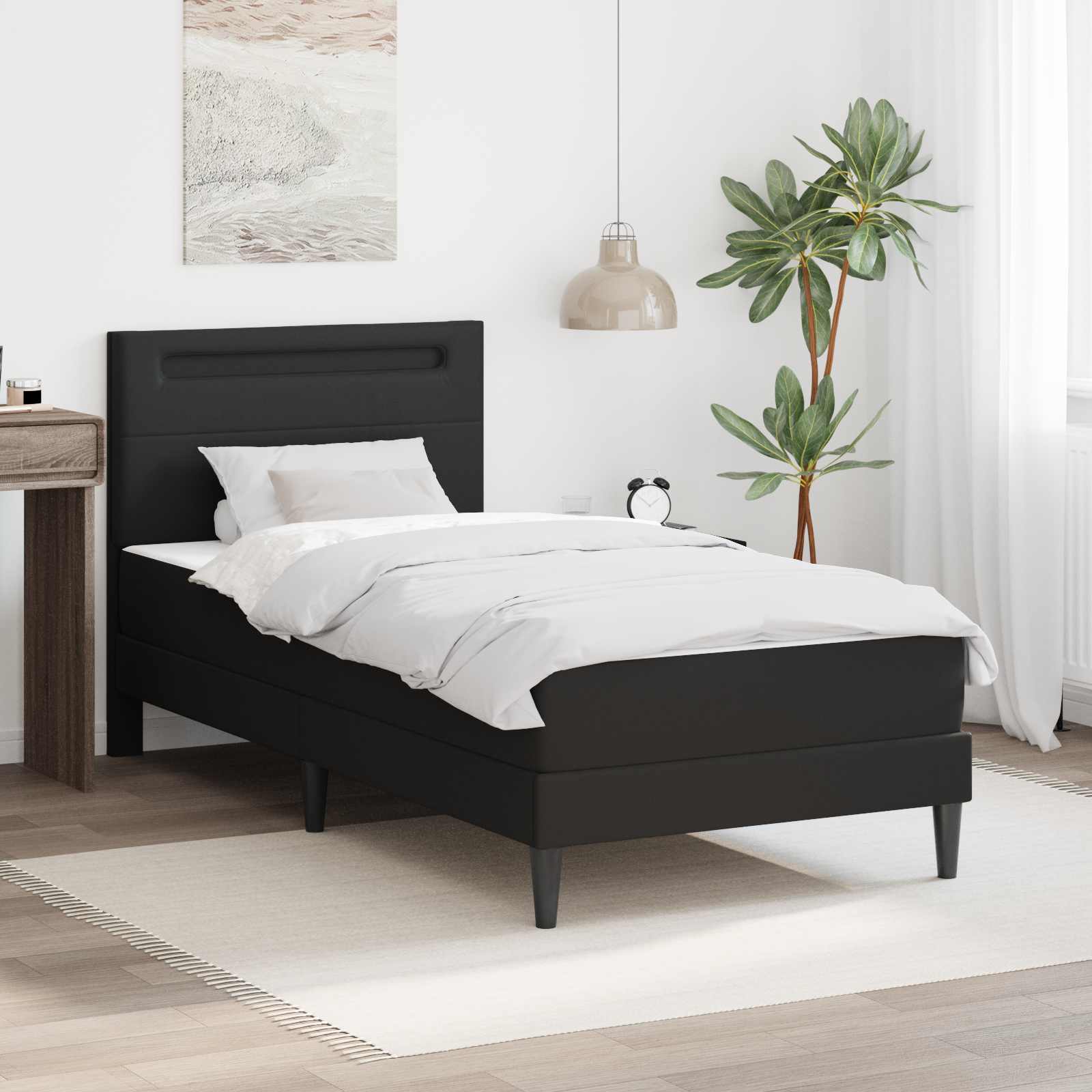 Cadre de lit avec bandes LED Noir 90 x 200 cm Simili cuir - XIOS
