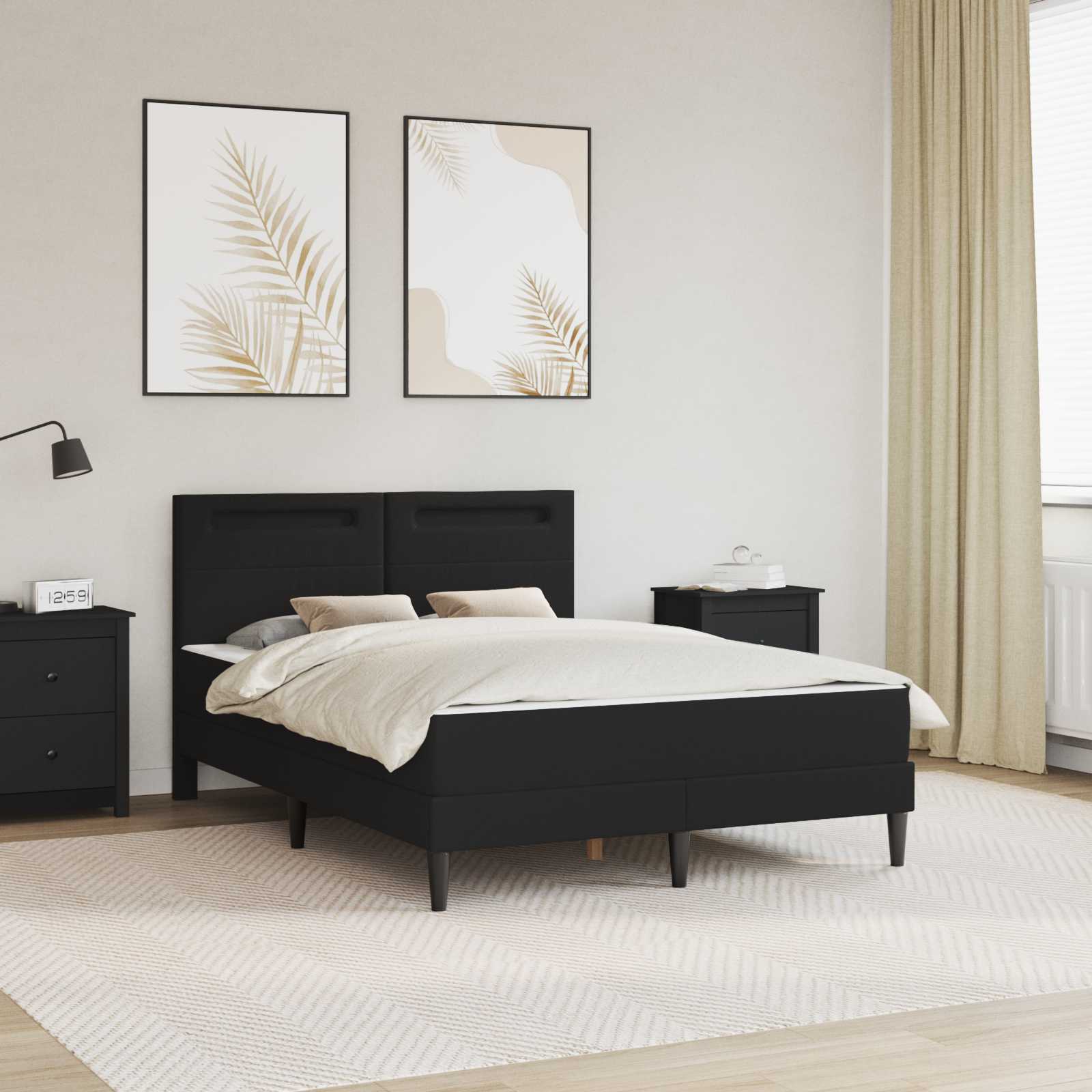 Cadre de lit avec bandes LED Noir 140 x 190 cm Simili cuir - XIOS