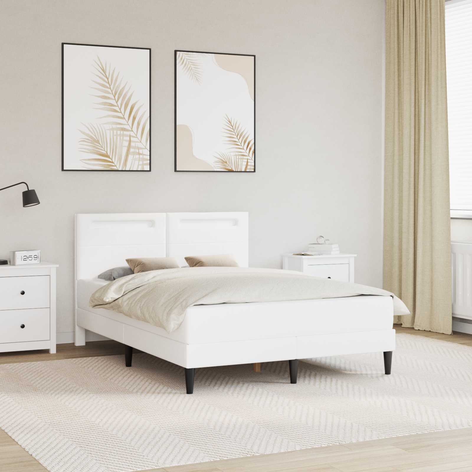 Cadre de lit avec bandes LED Blanc 140 x 190 cm Simili cuir - XIOS