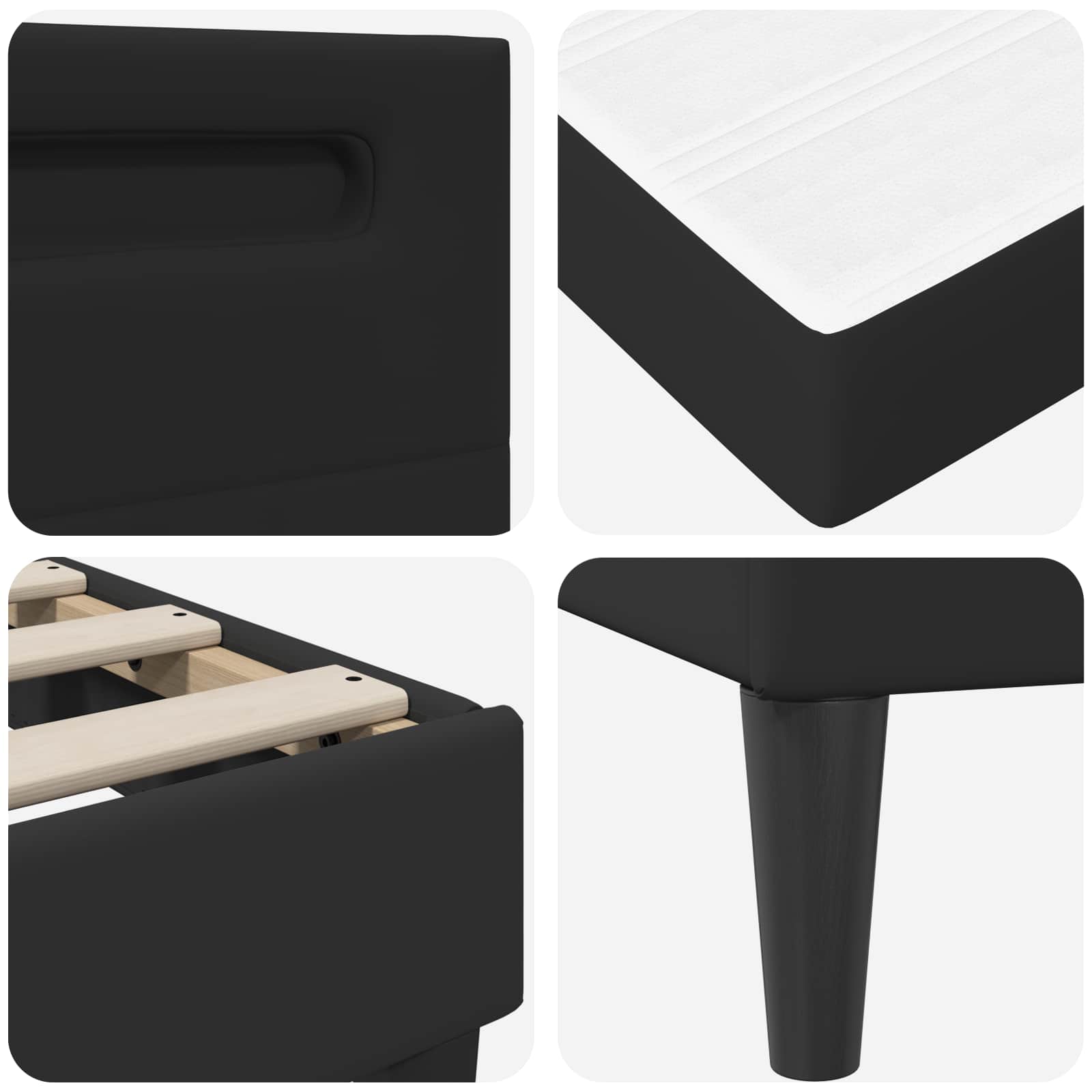 Cadre de lit avec bandes LED Noir 140 x 200 cm Simili cuir - XIOS