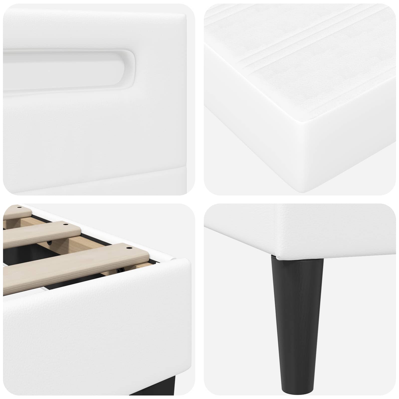 Cadre de lit avec bandes LED Blanc 140 x 200 cm Simili cuir - XIOS