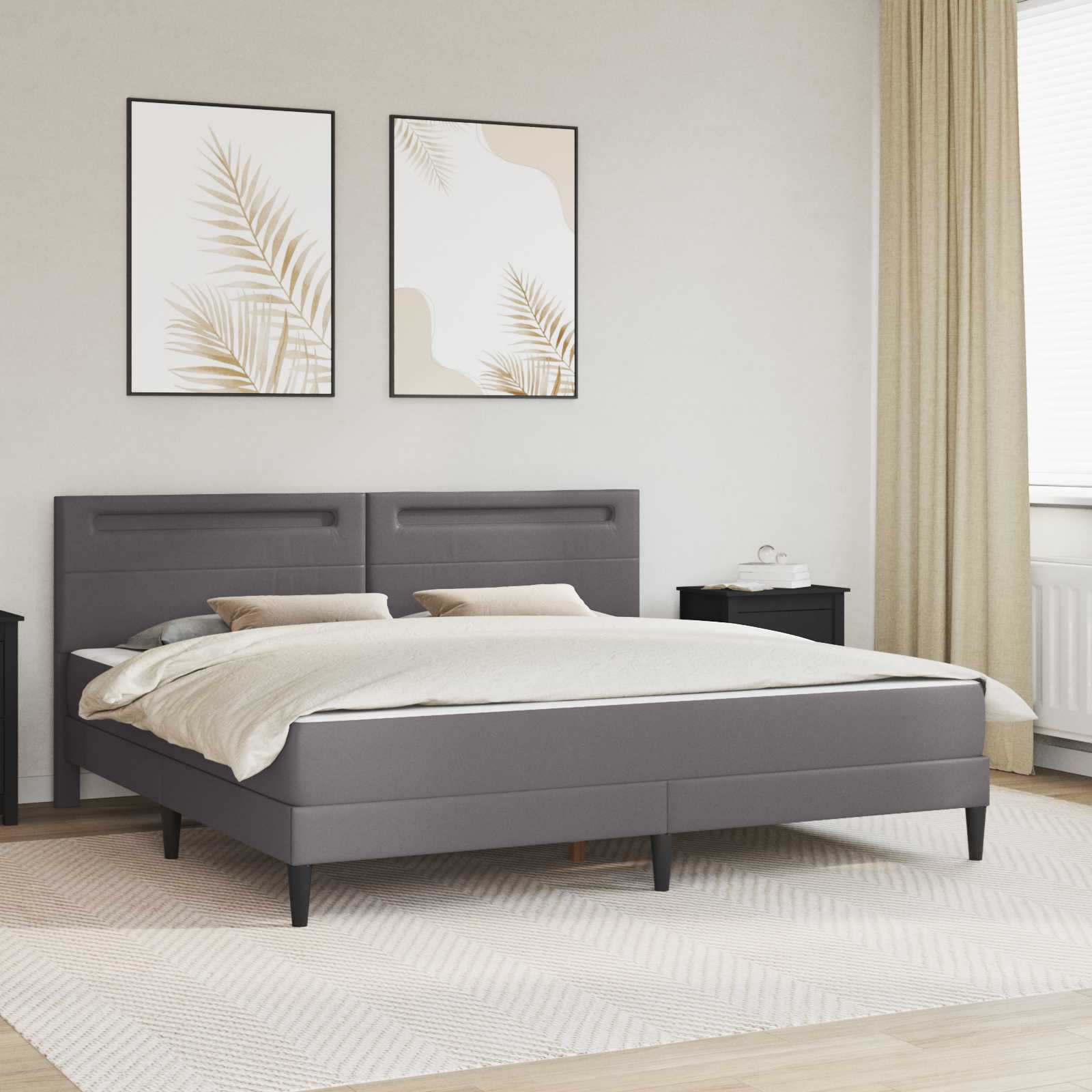 Cadre de lit avec bandes LED Gris 180 x 200 cm Simili cuir - XIOS
