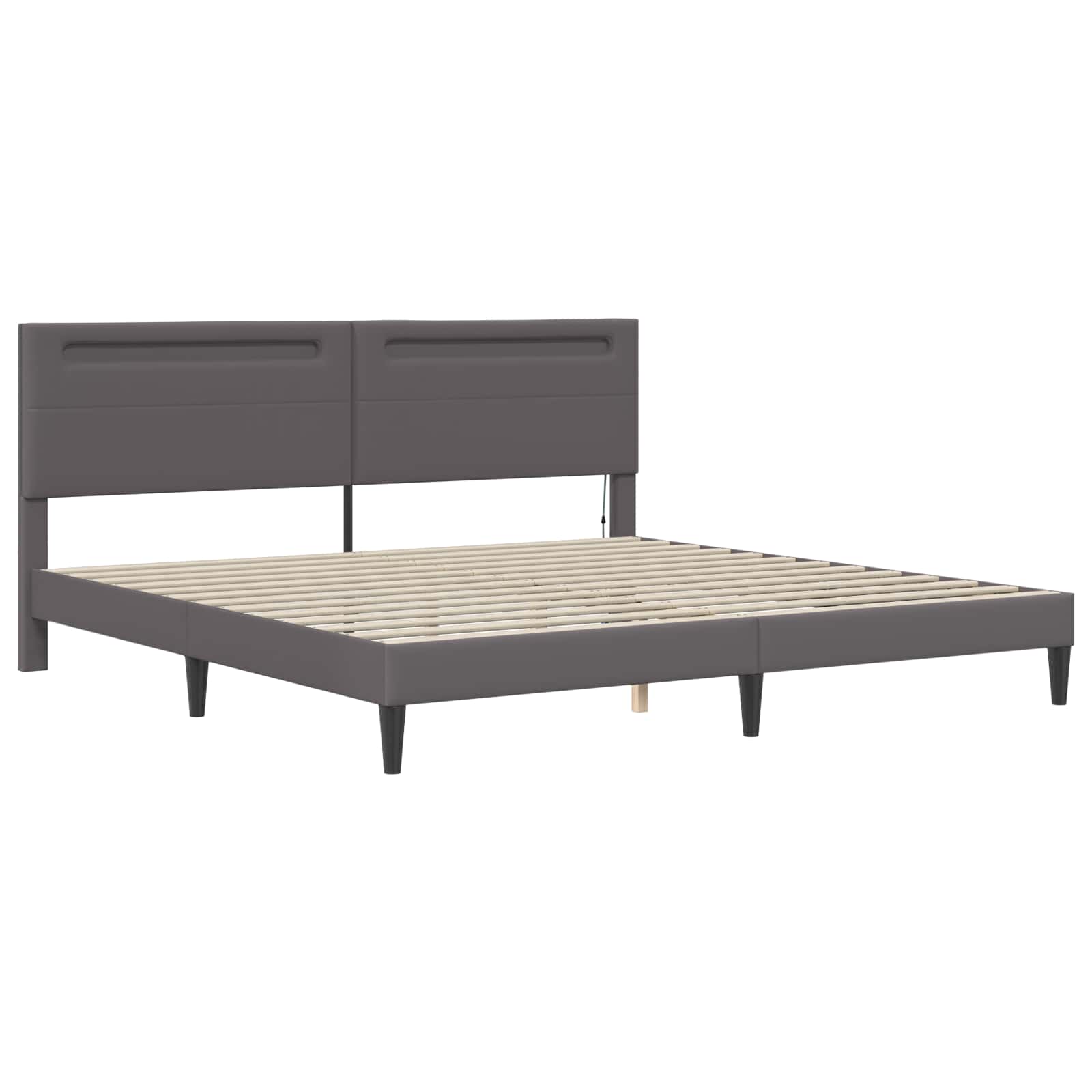 Cadre de lit avec bandes LED Gris 180 x 200 cm Simili cuir - XIOS