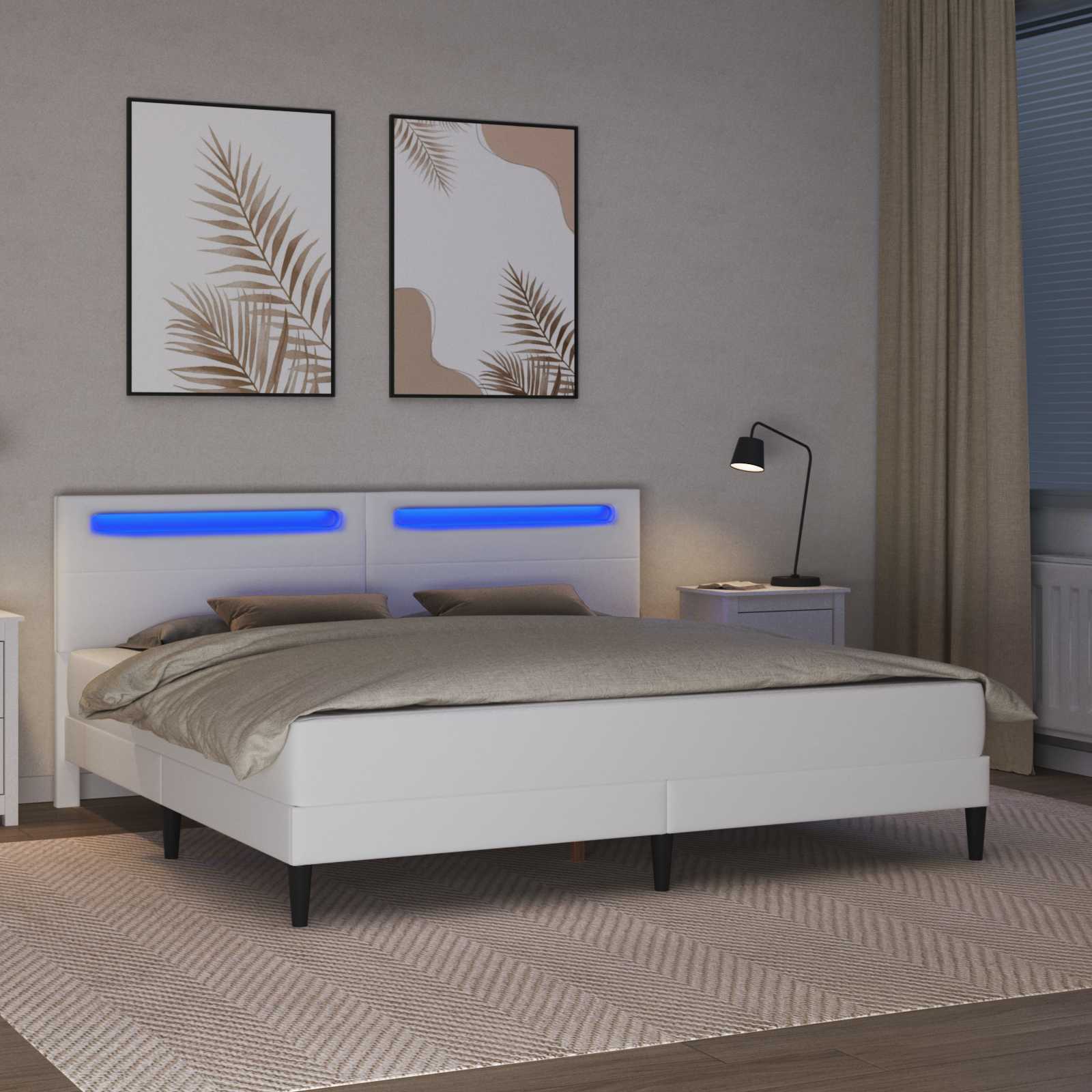 Cadre de lit avec bandes LED Blanc 180 x 200 cm Simili cuir - XIOS