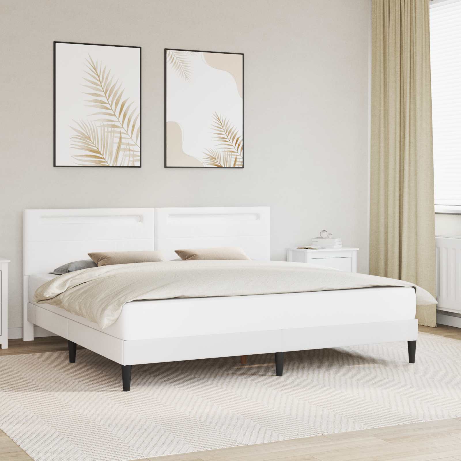 Cadre de lit avec bandes LED Blanc 180 x 200 cm Simili cuir - XIOS
