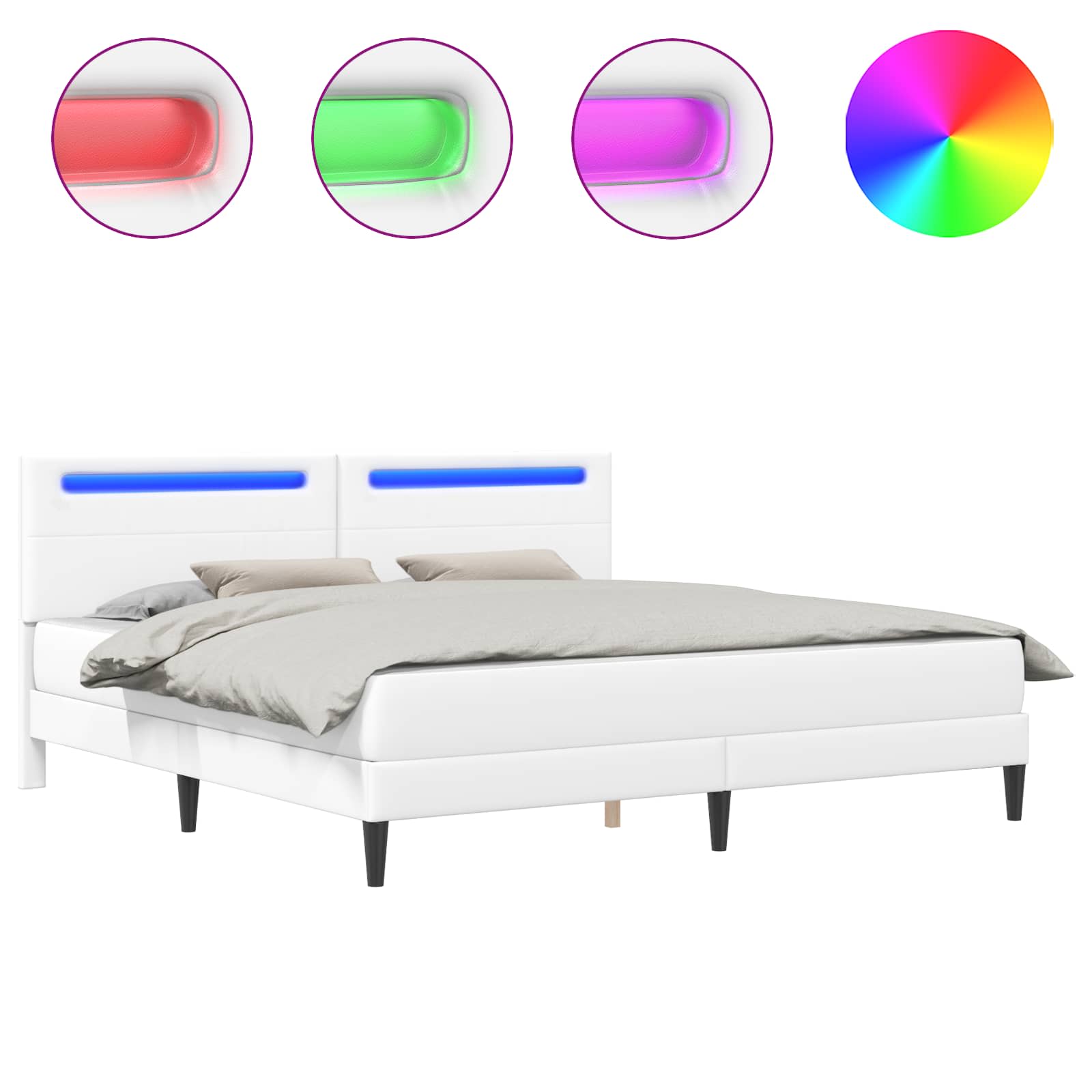 Cadre de lit avec bandes LED Blanc 180 x 200 cm Simili cuir - XIOS