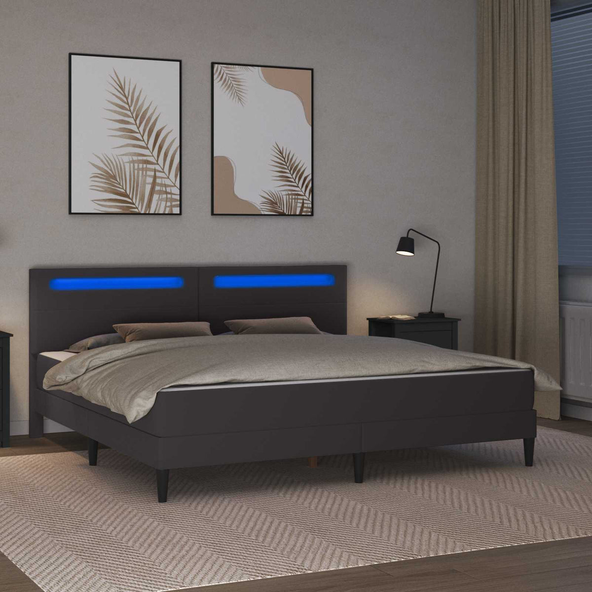 Cadre de lit avec matelas Gris 200 x 200 cm Simili cuir