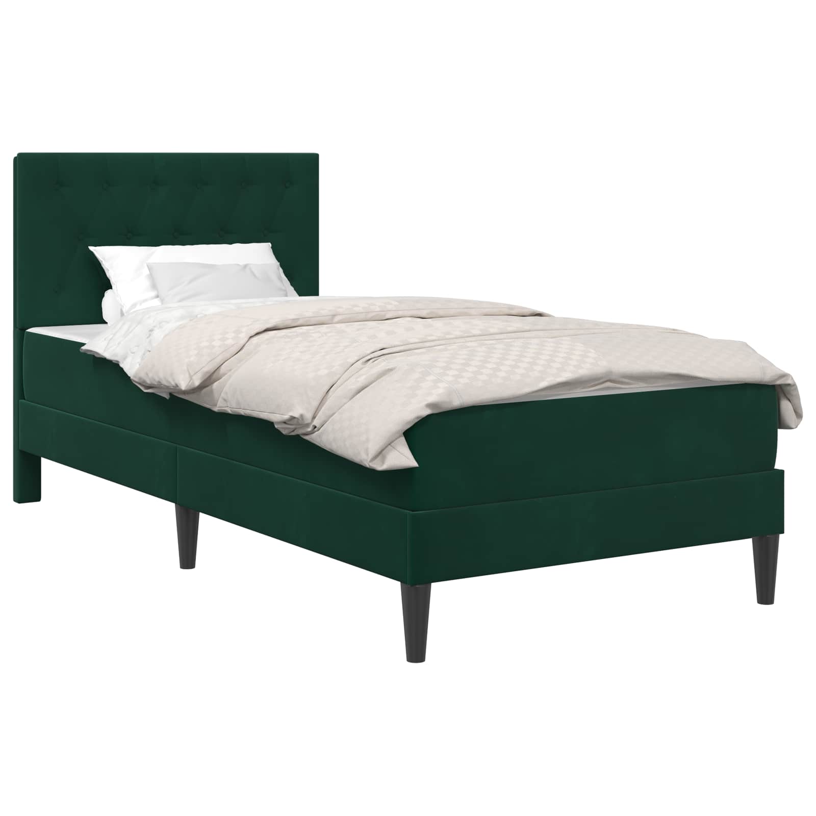 Cadre de lit avec matelas Vert foncé 90 x 190 cm Velours - XIOS