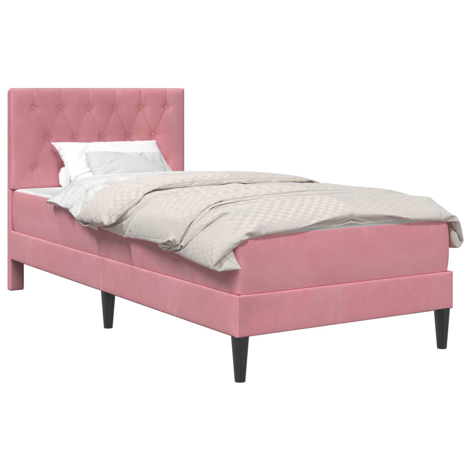 Cadre de lit avec matelas Rose 90 x 190 cm Velours