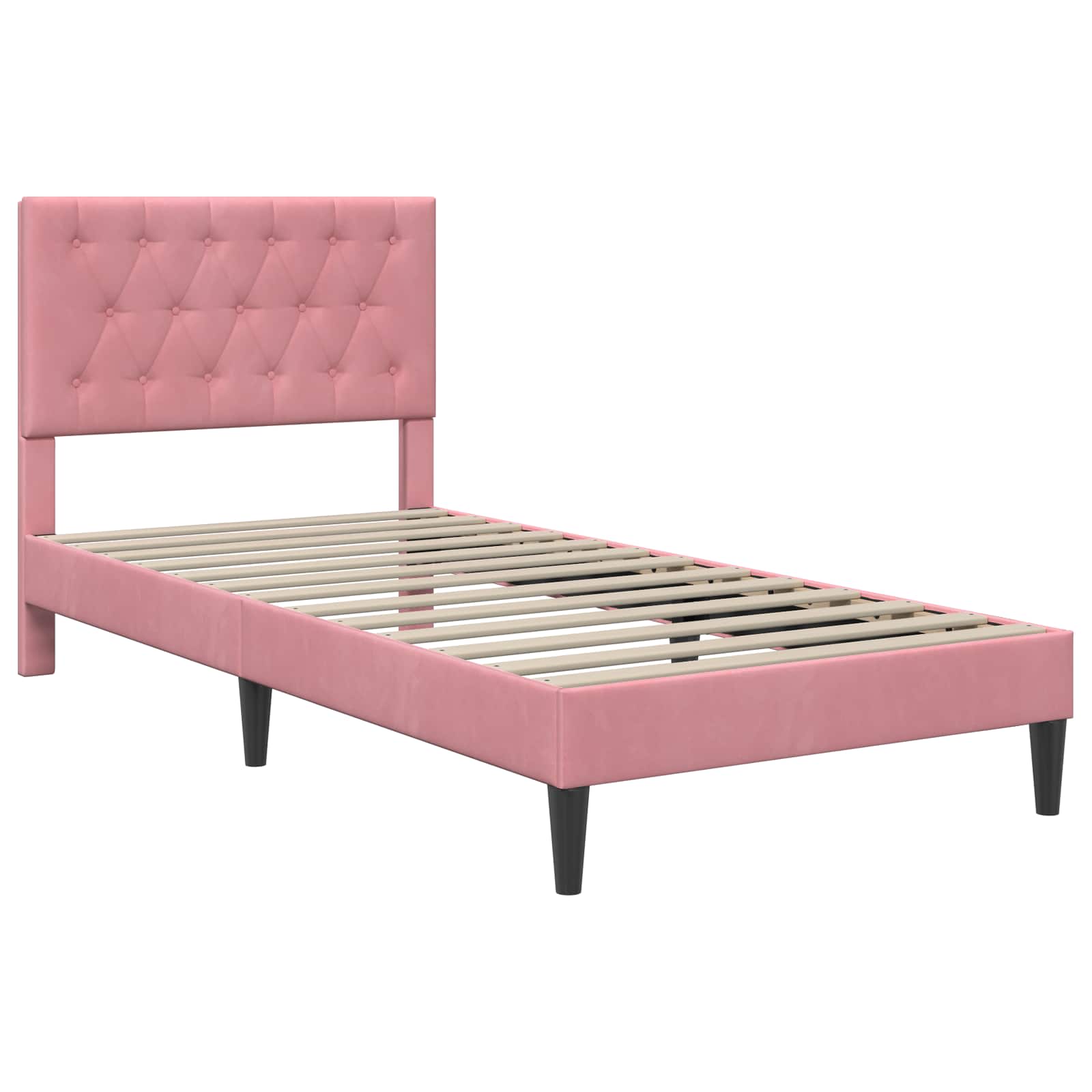 Cadre de lit avec matelas Rose 90 x 190 cm Velours