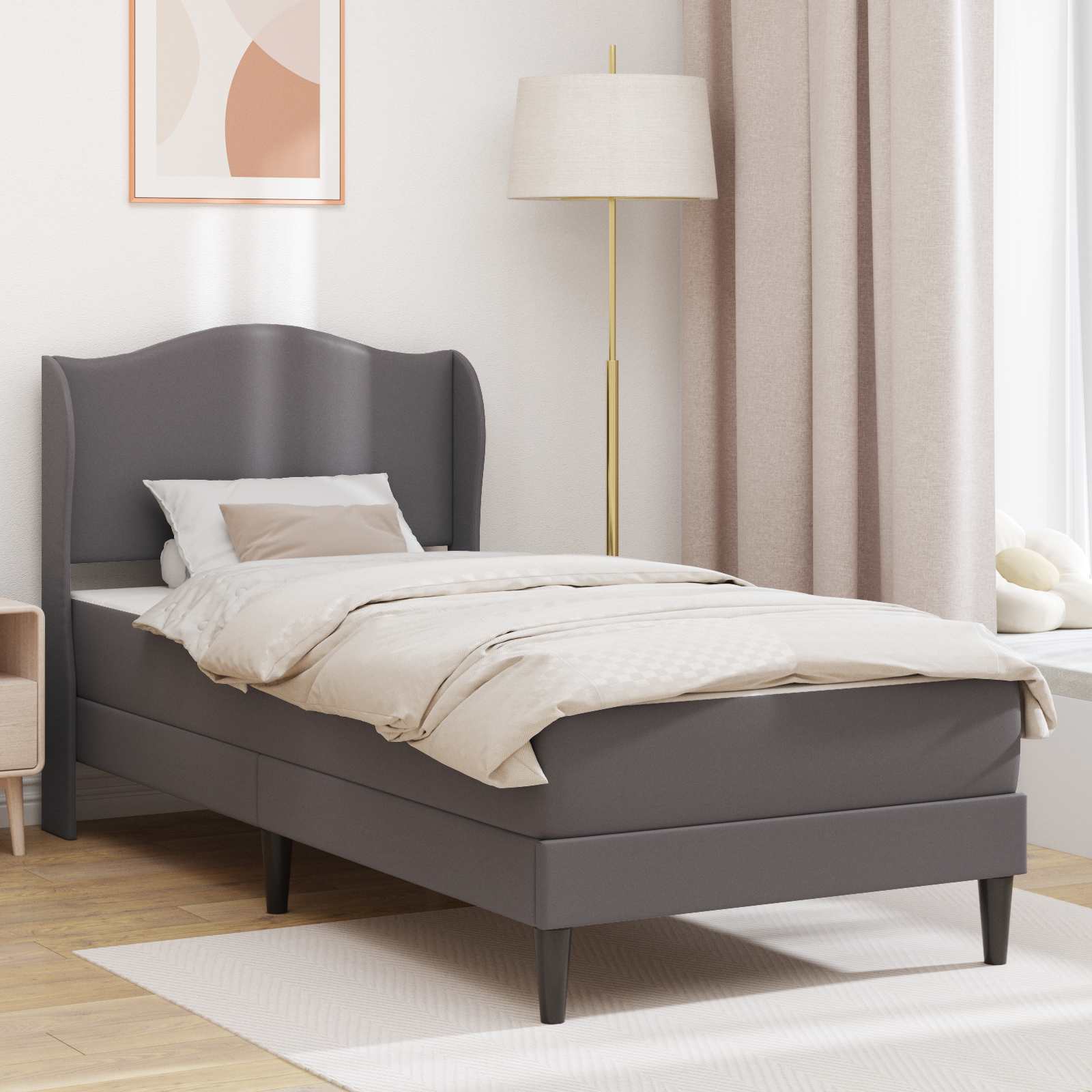 Cadre de lit avec tête de lit Gris 80 x 200 cm Simili cuir - XIOS