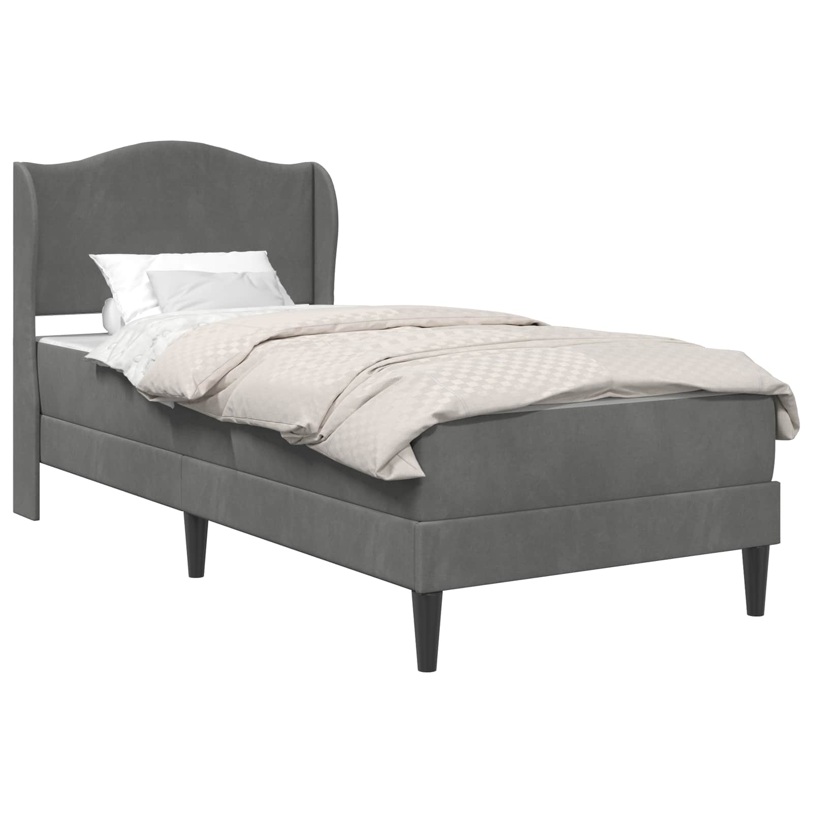 Cadre de lit avec tête de lit Gris foncé 80 x 200 cm Velours - XIOS
