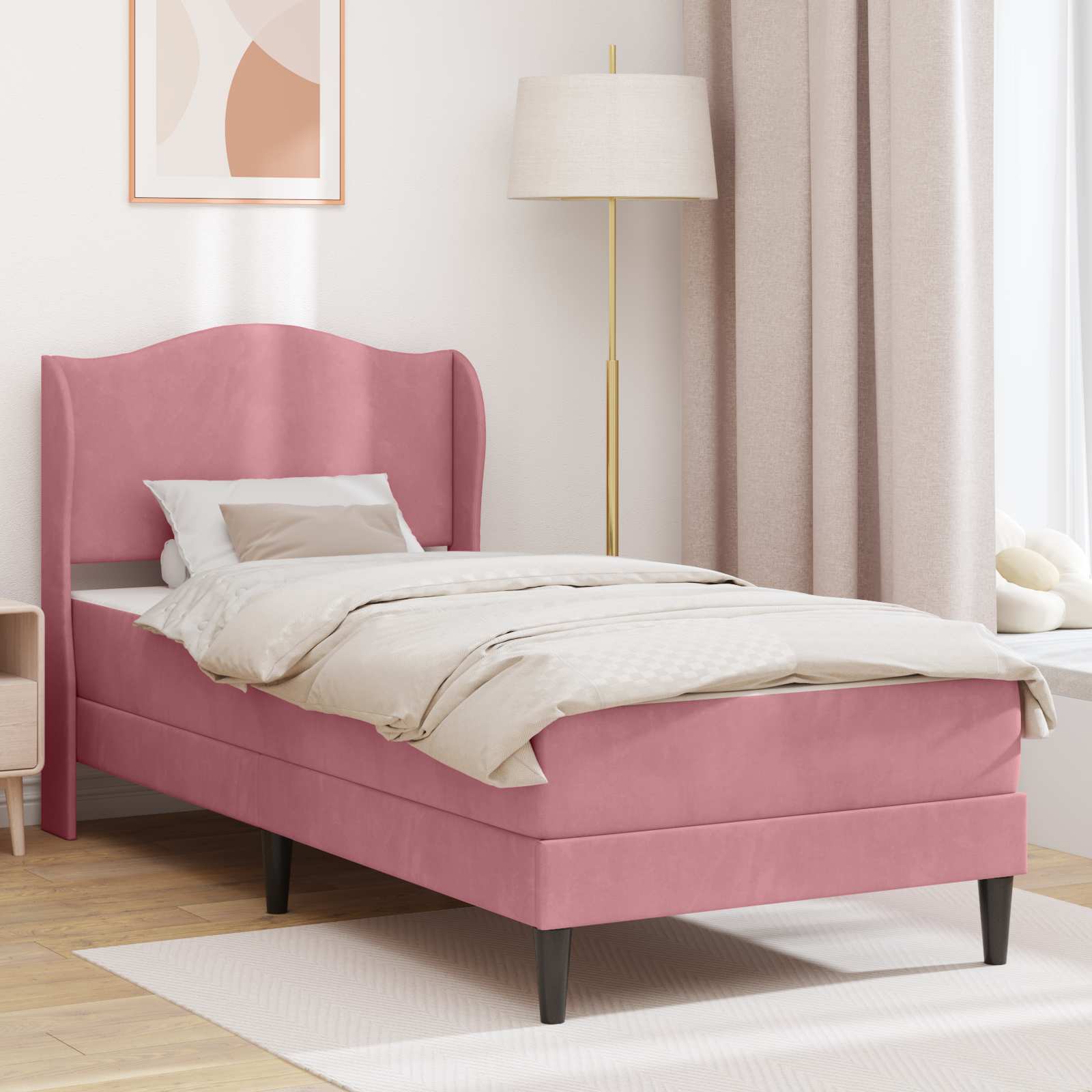 Cadre de lit avec tête de lit Rose 80 x 200 cm Velours - XIOS