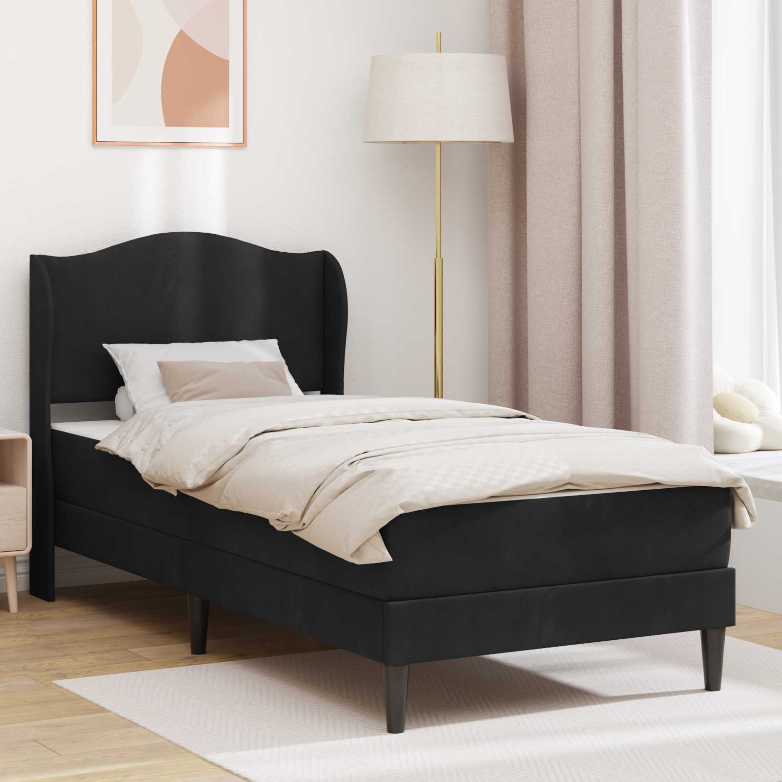 Cadre de lit avec tête de lit Noir 80 x 200 cm Velours - XIOS