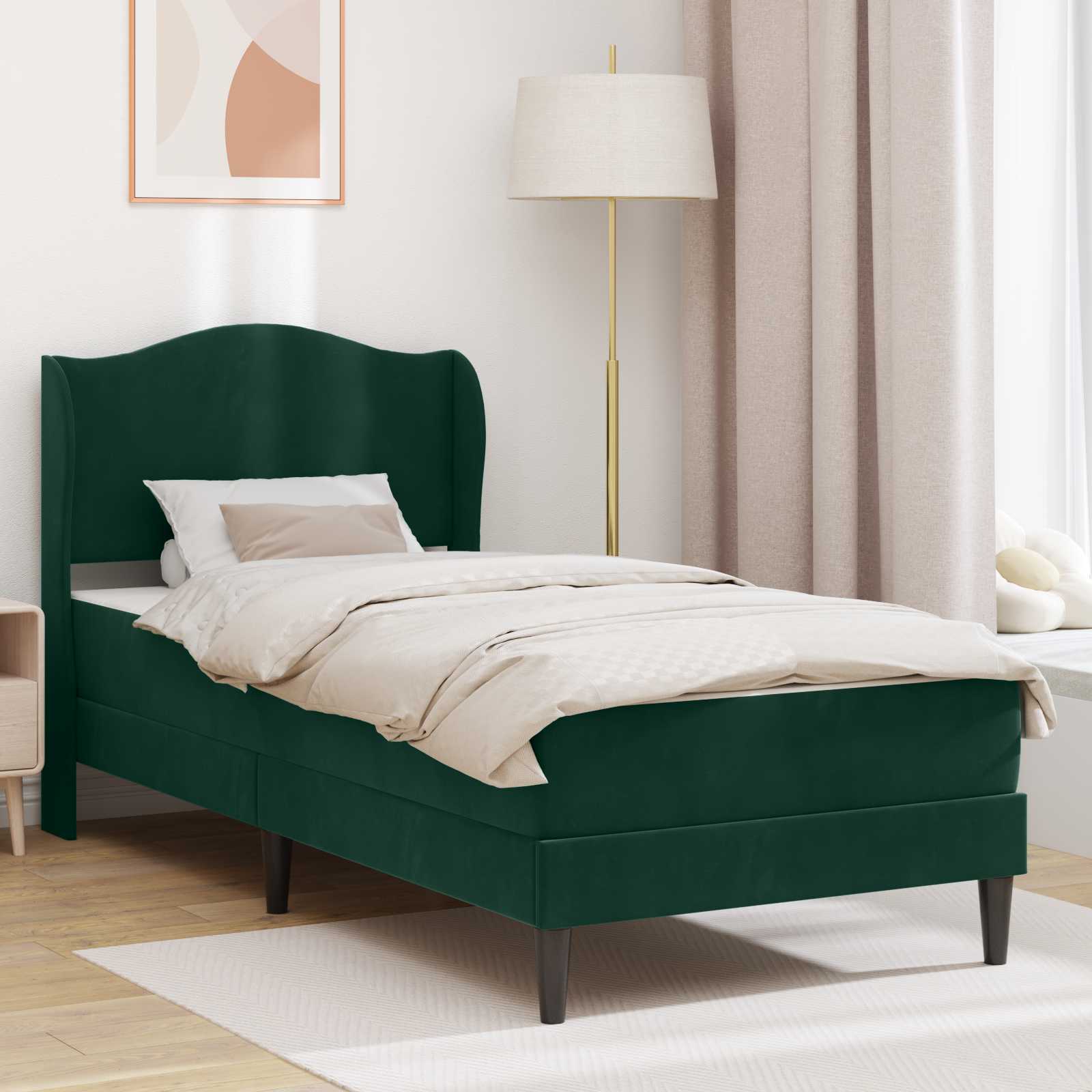 Cadre de lit avec tête de lit Vert foncé 90 x 200 cm Velours - XIOS