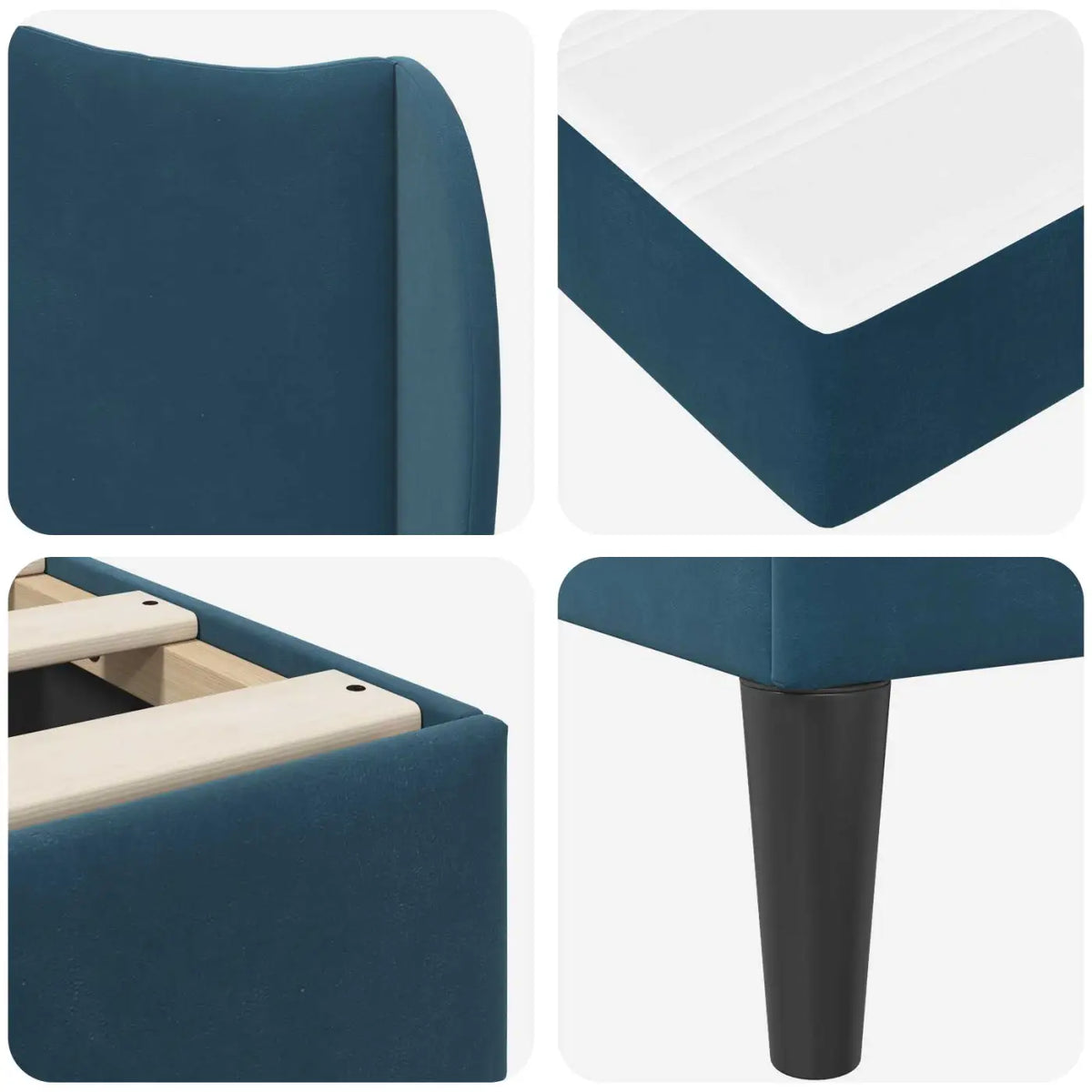 Cadre de lit avec matelas Bleu 100 x 200 cm Velours - XIOS