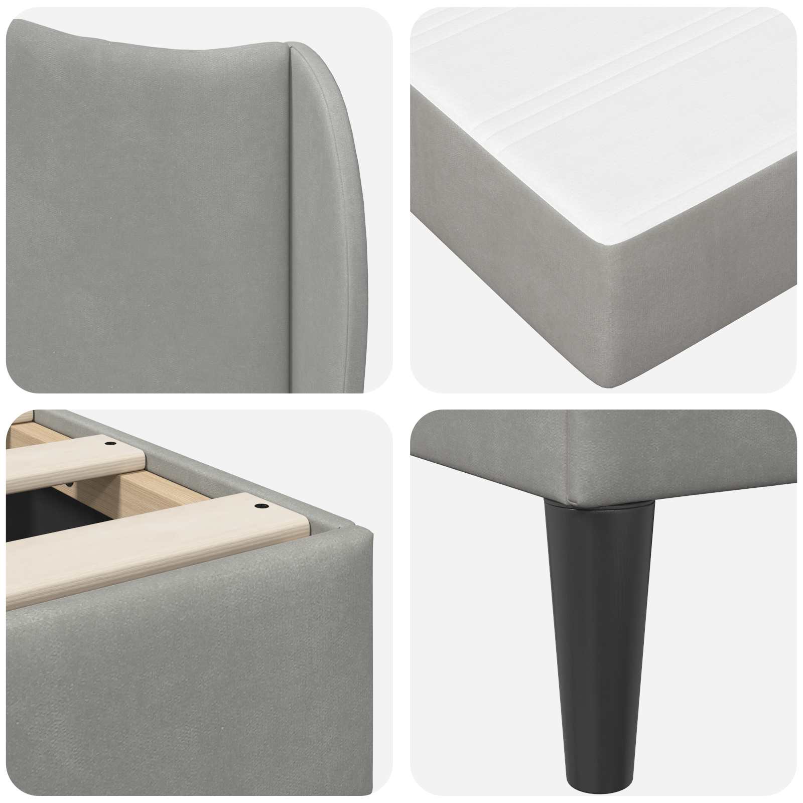 Cadre de lit avec tête de lit Gris clair 140 x 190 cm Velours - XIOS