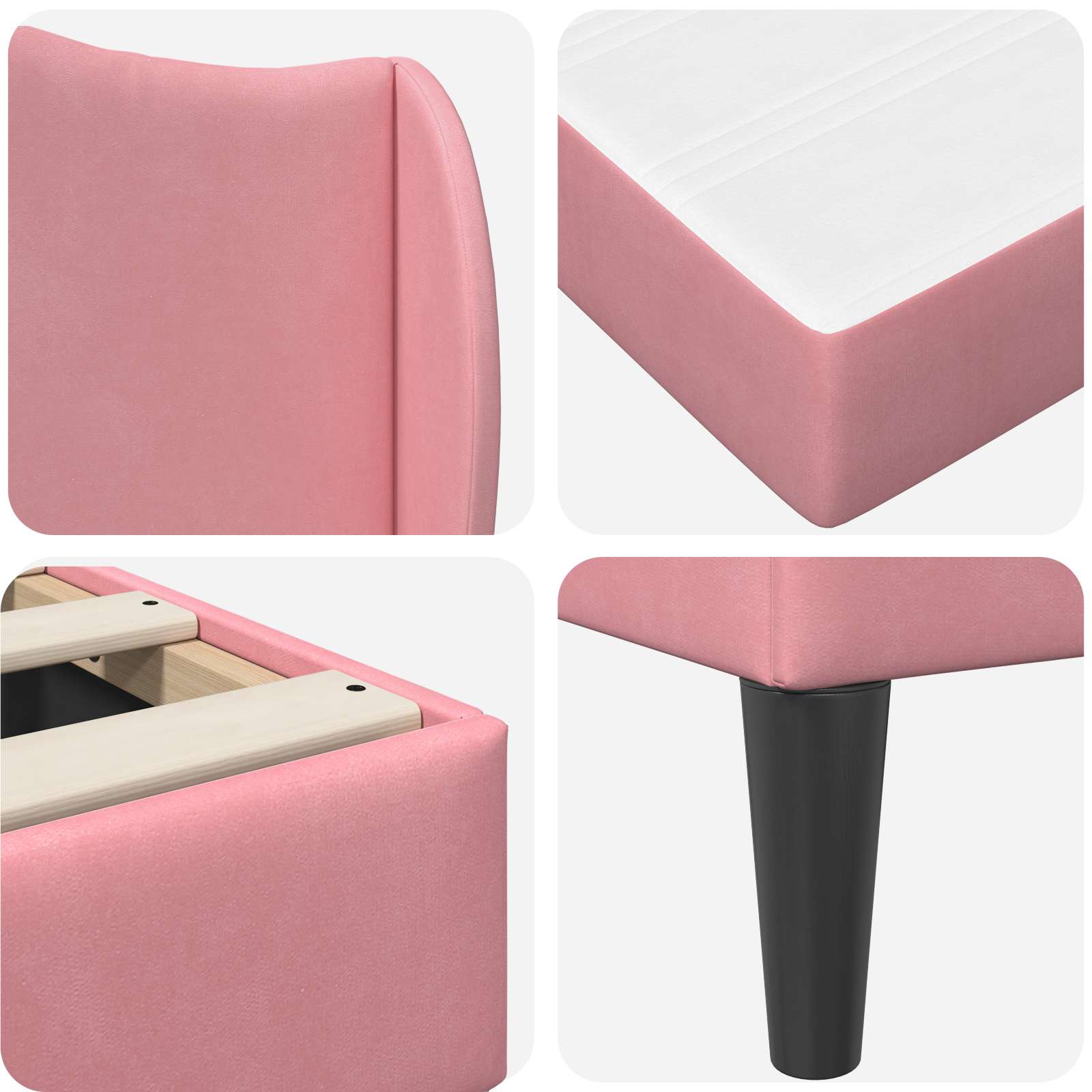 Cadre de lit avec tête de lit Rose 140 x 190 cm Velours - XIOS