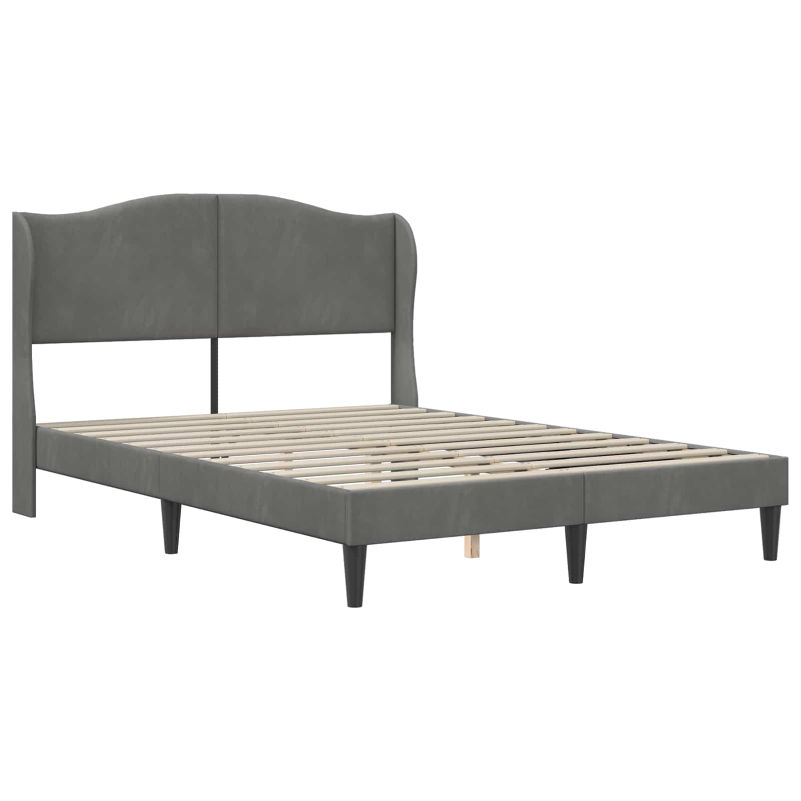 Cadre de lit avec tête de lit Gris foncé 140 x 200 cm Velours - XIOS