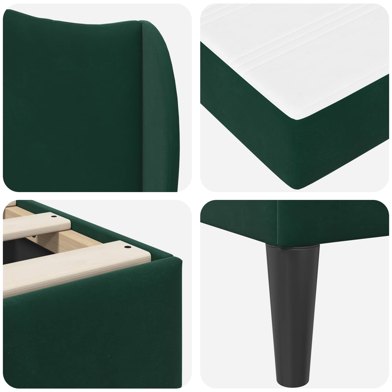 Cadre de lit avec tête de lit Vert foncé 140 x 200 cm Velours - XIOS