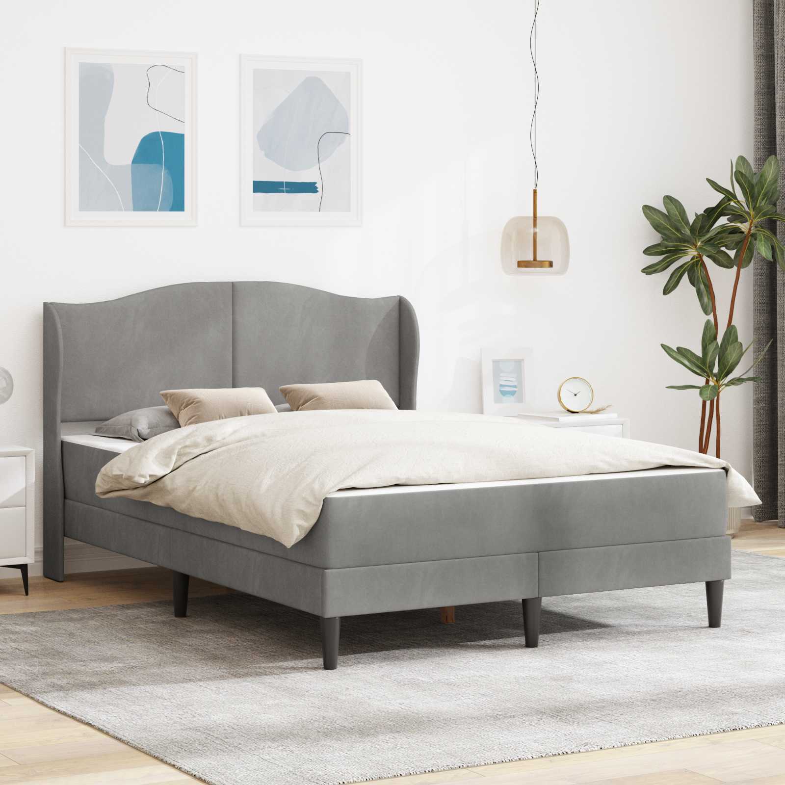 Cadre de lit avec tête de lit Gris clair 160 x 200 cm Velours - XIOS