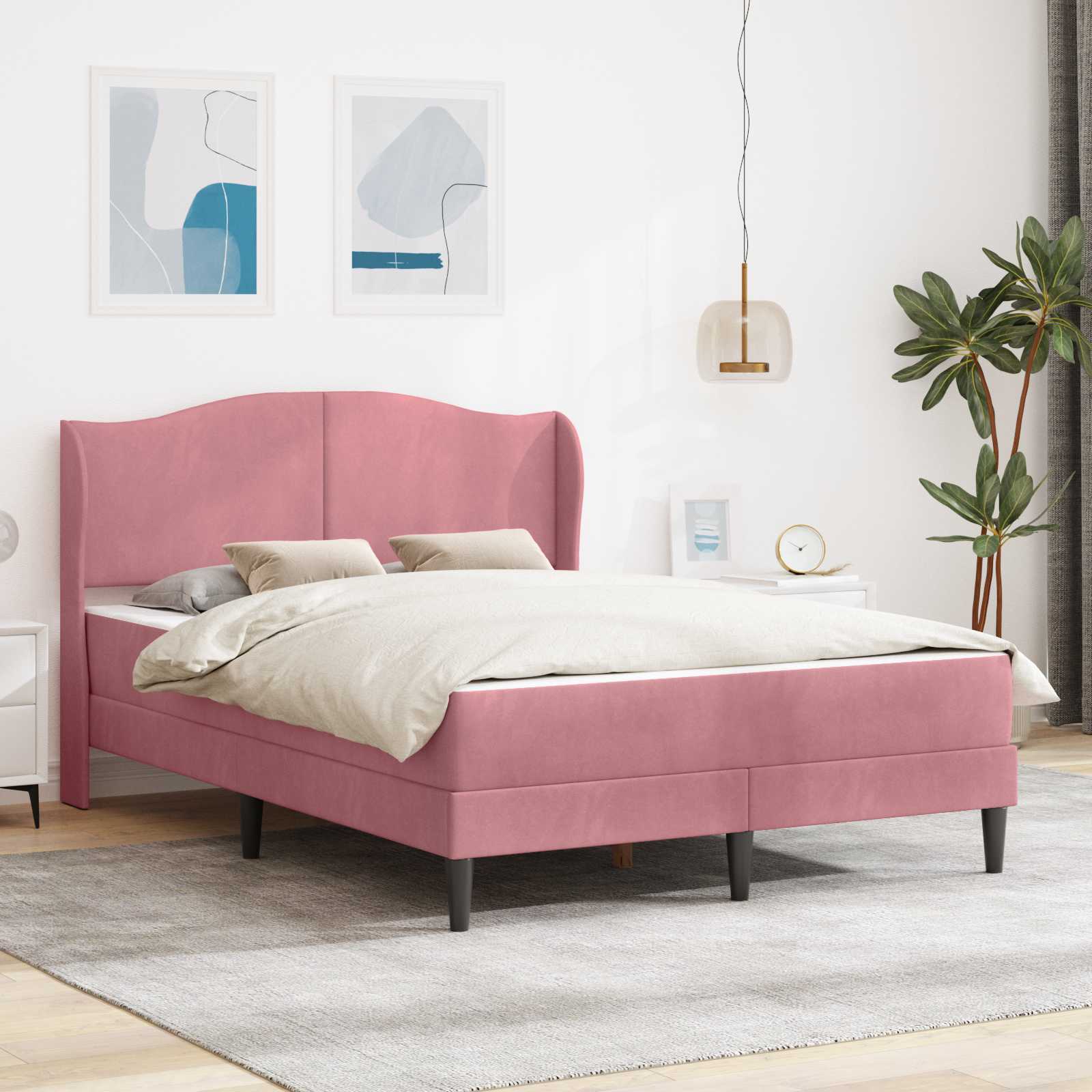 Cadre de lit avec tête de lit Rose 160 x 200 cm Velours - XIOS