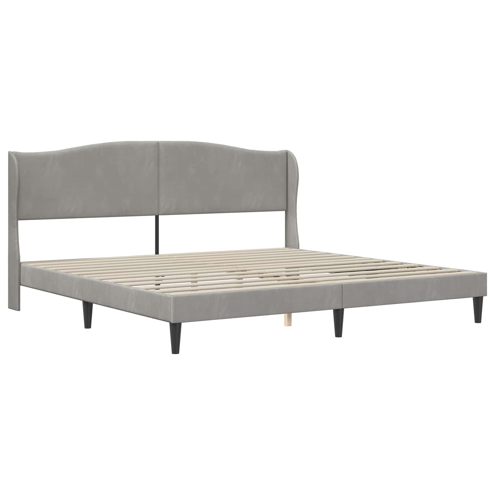 Cadre de lit avec tête de lit Gris clair 200 x 200 cm Velours - XIOS