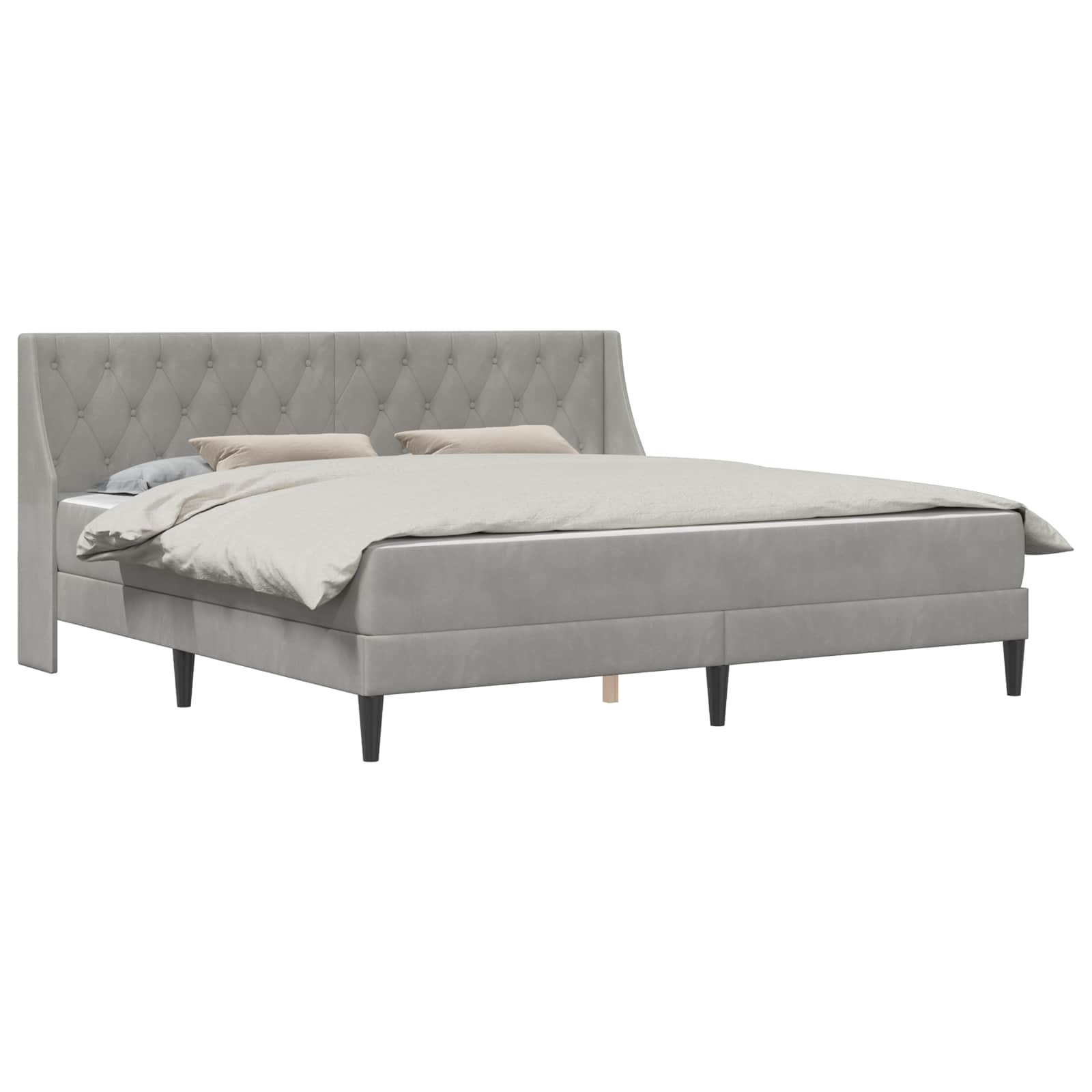 Cadre de lit avec matelas Gris clair 180 x 200 cm Velours