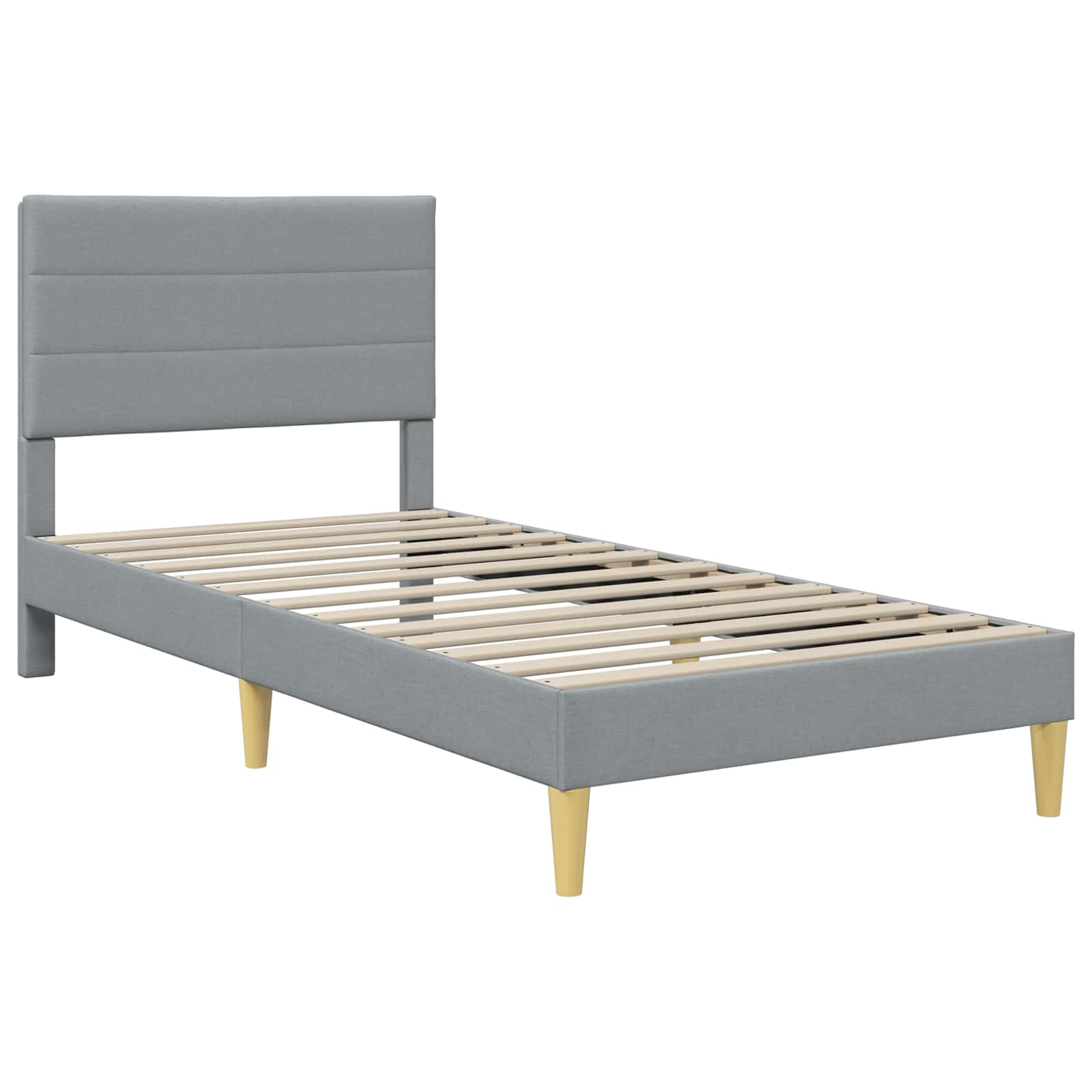 Cadre de lit avec matelas Gris clair 90 x 190 cm tissu