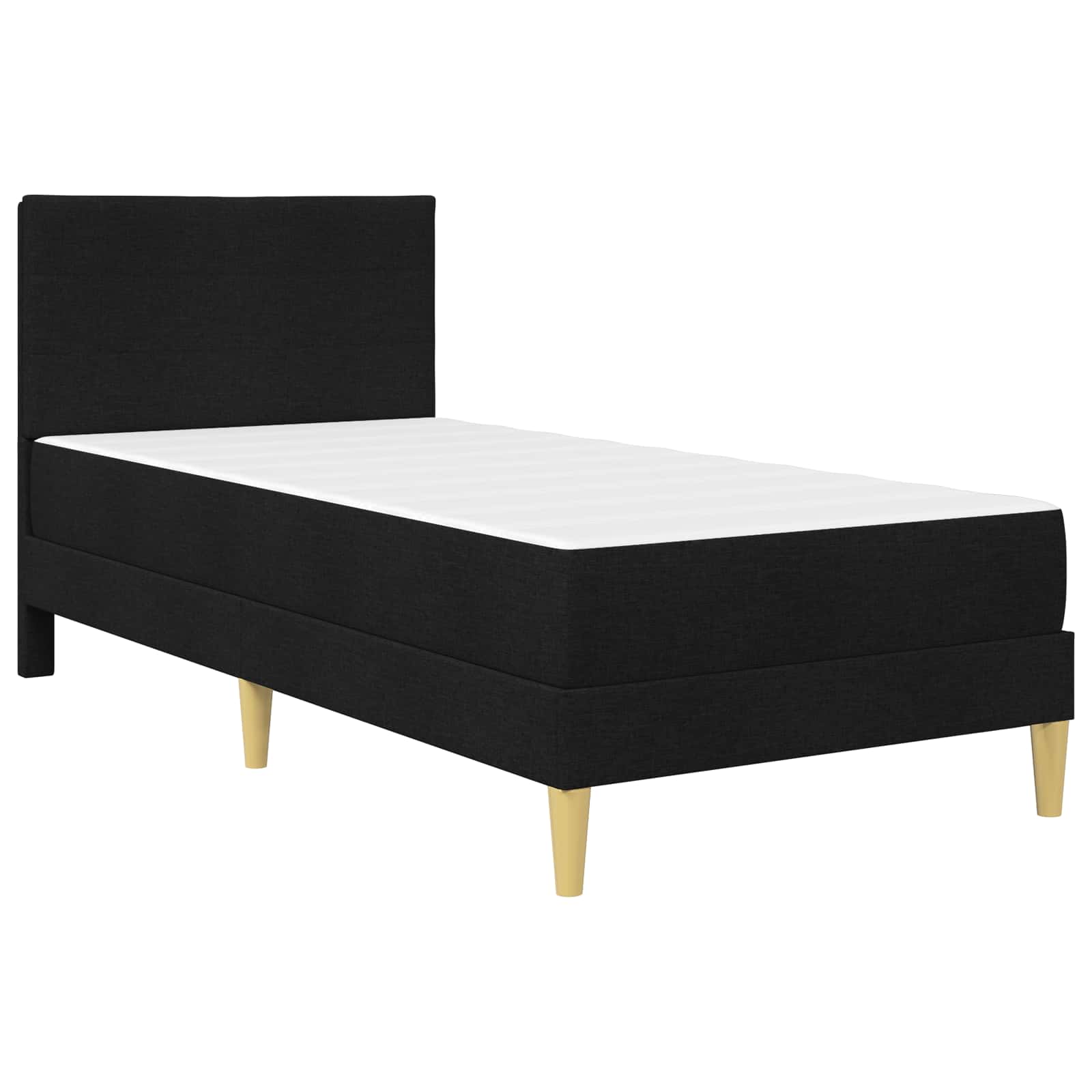 Cadre de lit avec matelas Noir 90 x 190 cm tissu