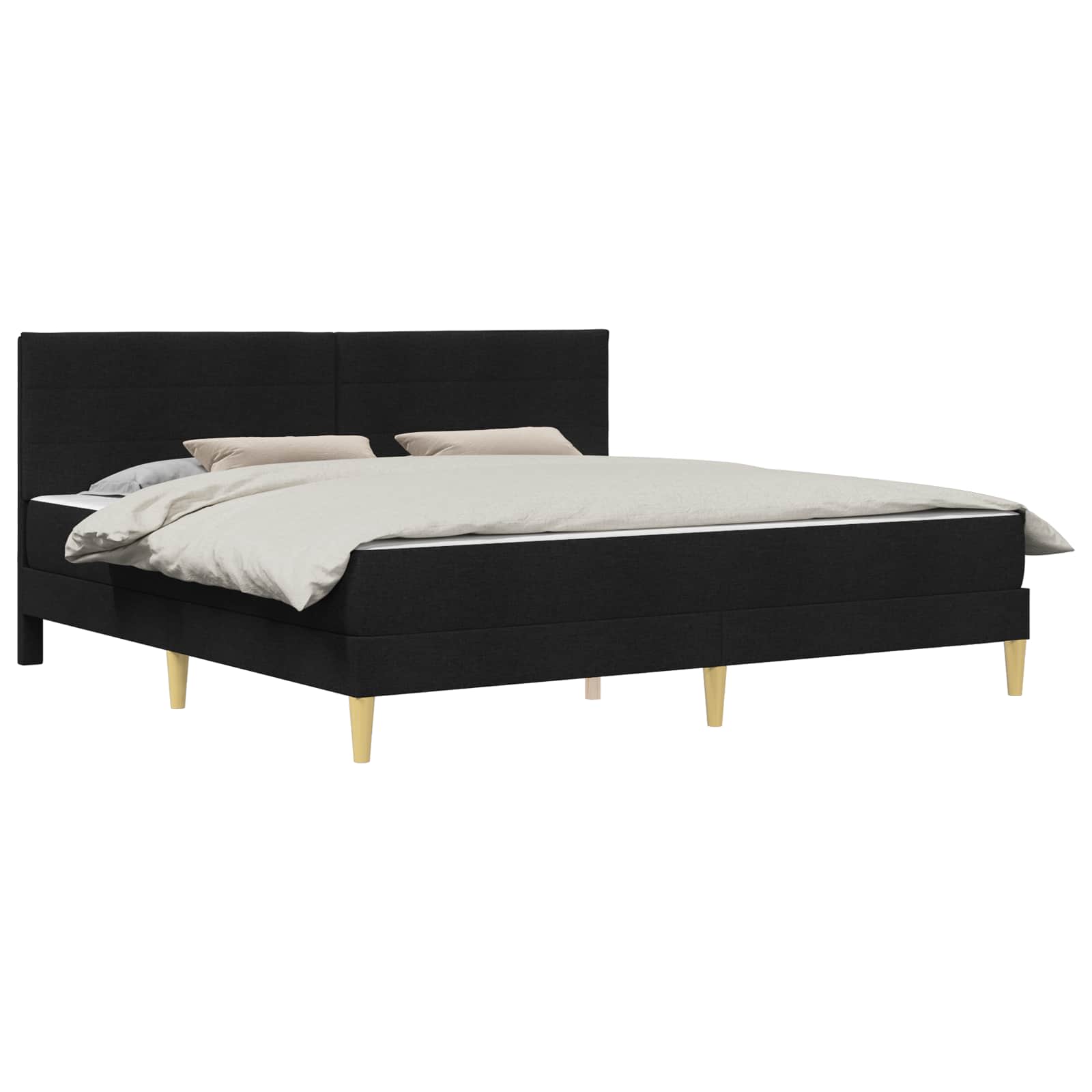 Cadre de lit avec matelas Noir 180 x 200 cm tissu