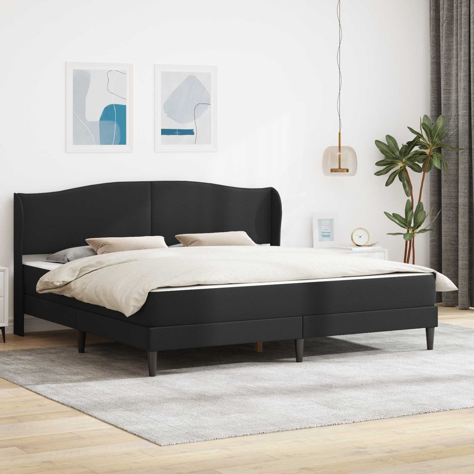 Cadre de lit avec tête de lit Noir 180 x 200 cm Simili cuir