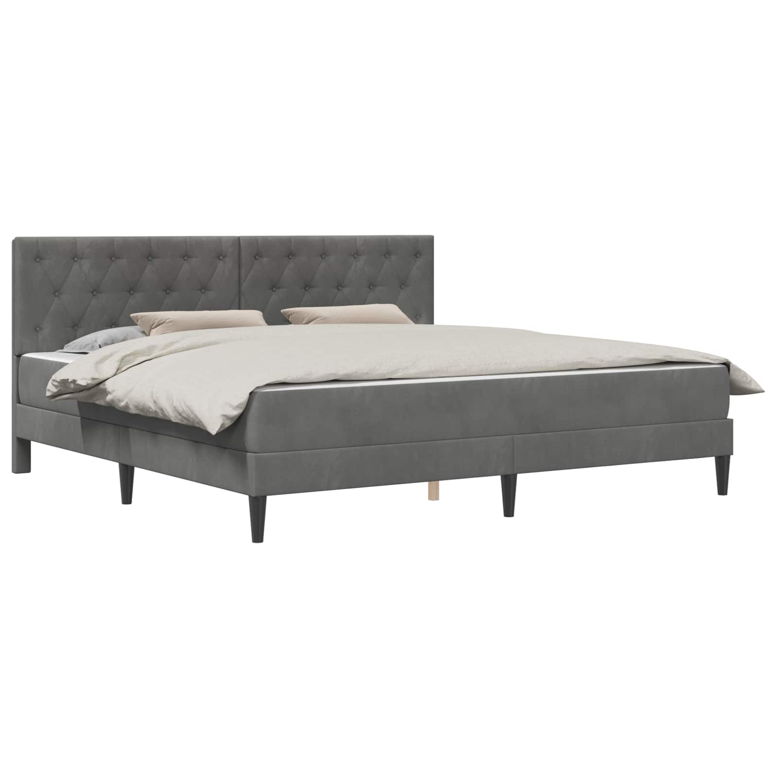 Cadre de lit avec matelas Gris foncé 180 x 200 cm Velours - XIOS