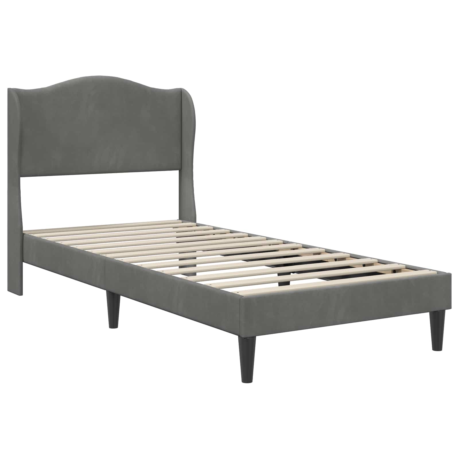 Cadre de lit avec tête de lit Gris foncé 90 x 190 cm Velours - XIOS