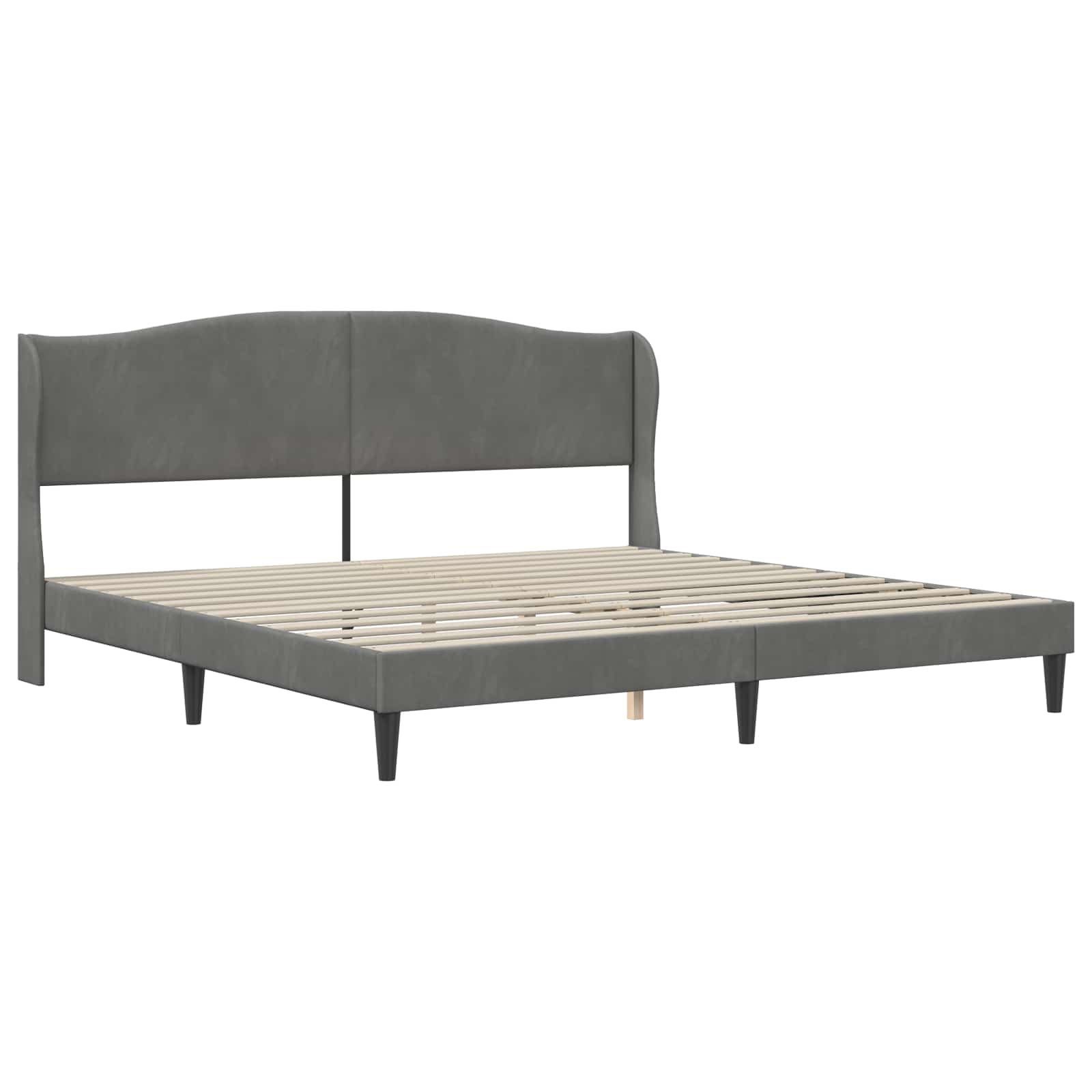 Cadre de lit avec tête de lit Gris foncé 180 x 200 cm Velours - XIOS