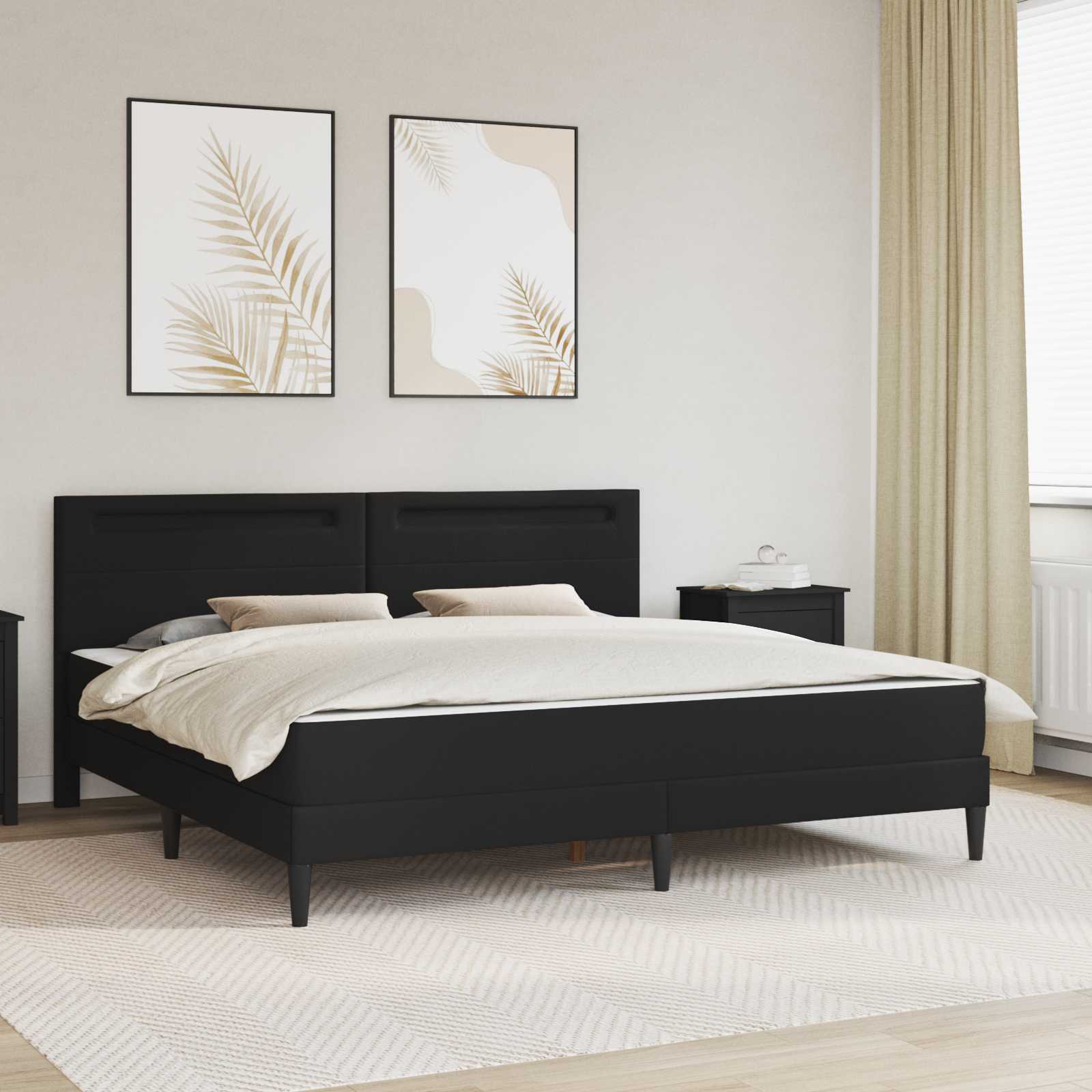 Cadre de lit avec bandes LED Noir 180 x 200 cm Simili cuir - XIOS