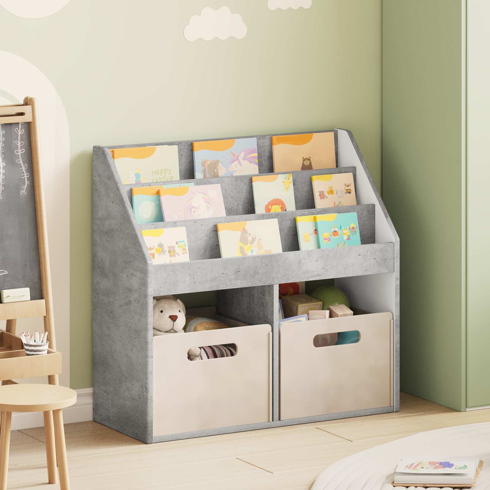 Bibliothèque pour enfants Gris béton 72,5 x 29,5 x 69 cm - XIOS