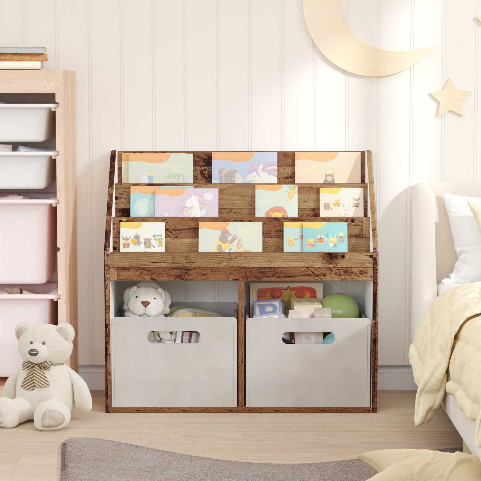 Bibliothèque pour enfants Bois ancien 72,5 x 29,5 x 69 cm - XIOS