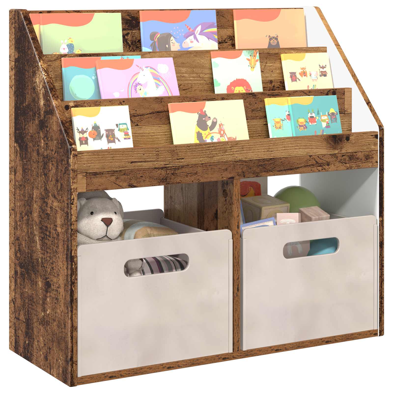 Bibliothèque pour enfants Bois ancien 72,5 x 29,5 x 69 cm - XIOS