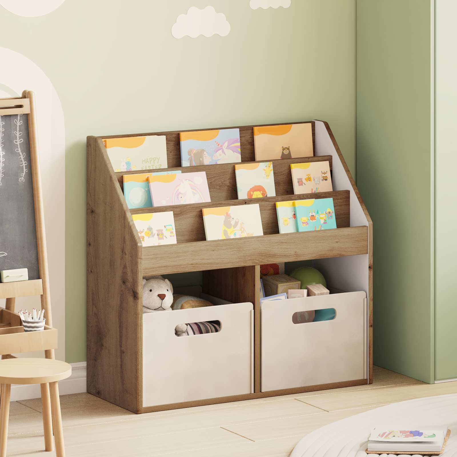 Bibliothèque pour enfants Chêne artisanal 72,5 x 29,5 x 69 cm - XIOS