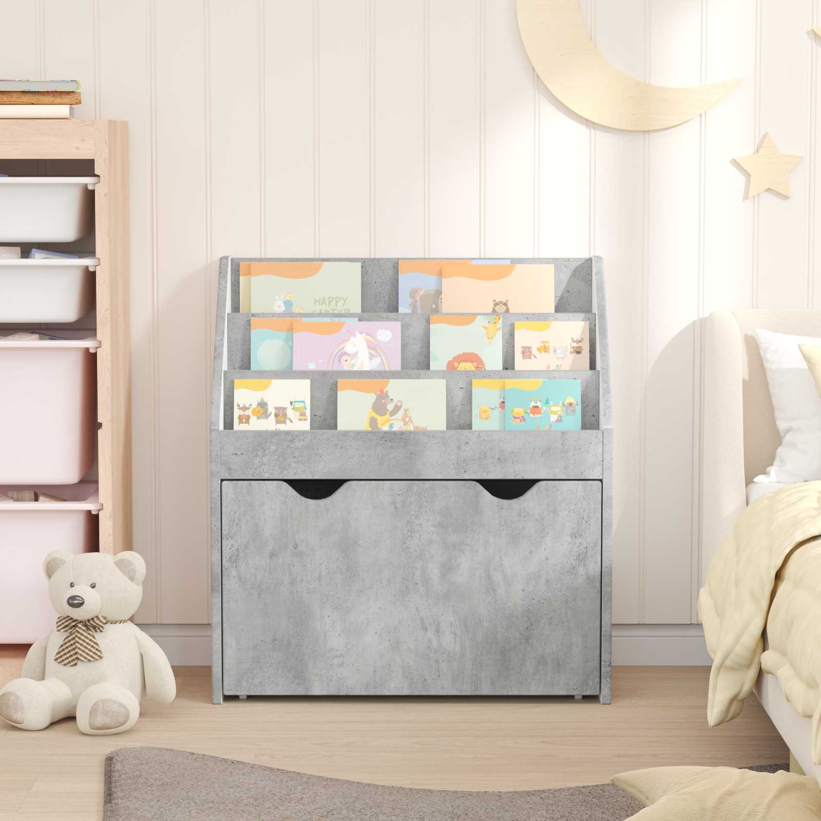 Bibliothèque pour enfants Gris béton 60 x 29,5 x 69 cm - XIOS