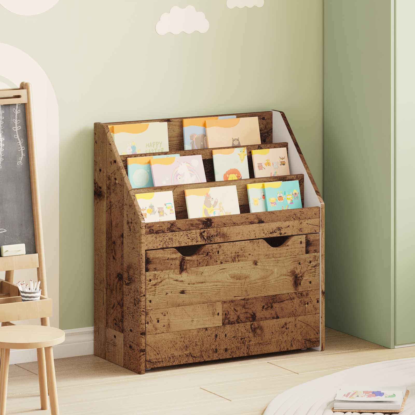 Bibliothèque pour enfants Bois ancien 60 x 29,5 x 69 cm - XIOS
