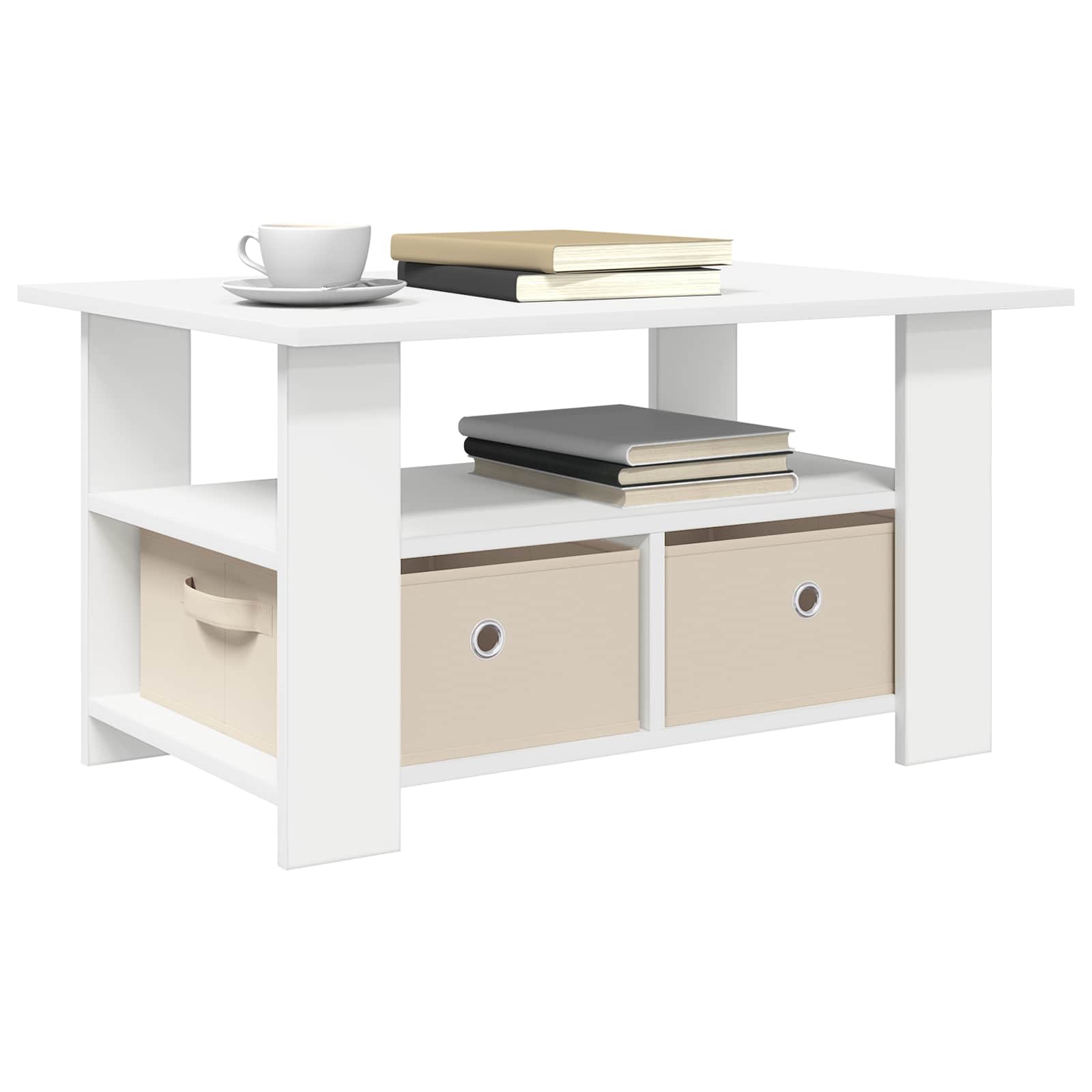 Table basse avec tiroir Blanc 77 x 55 x 42 cm Bois d'ingénierie - XIOS