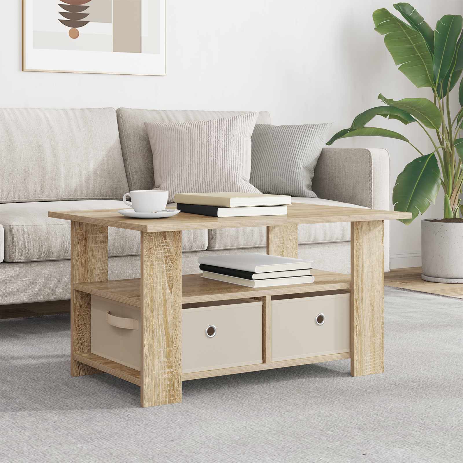 Table basse Chêne Sonoma 77 x 55 x 42 cm Bois d'ingénierie - XIOS