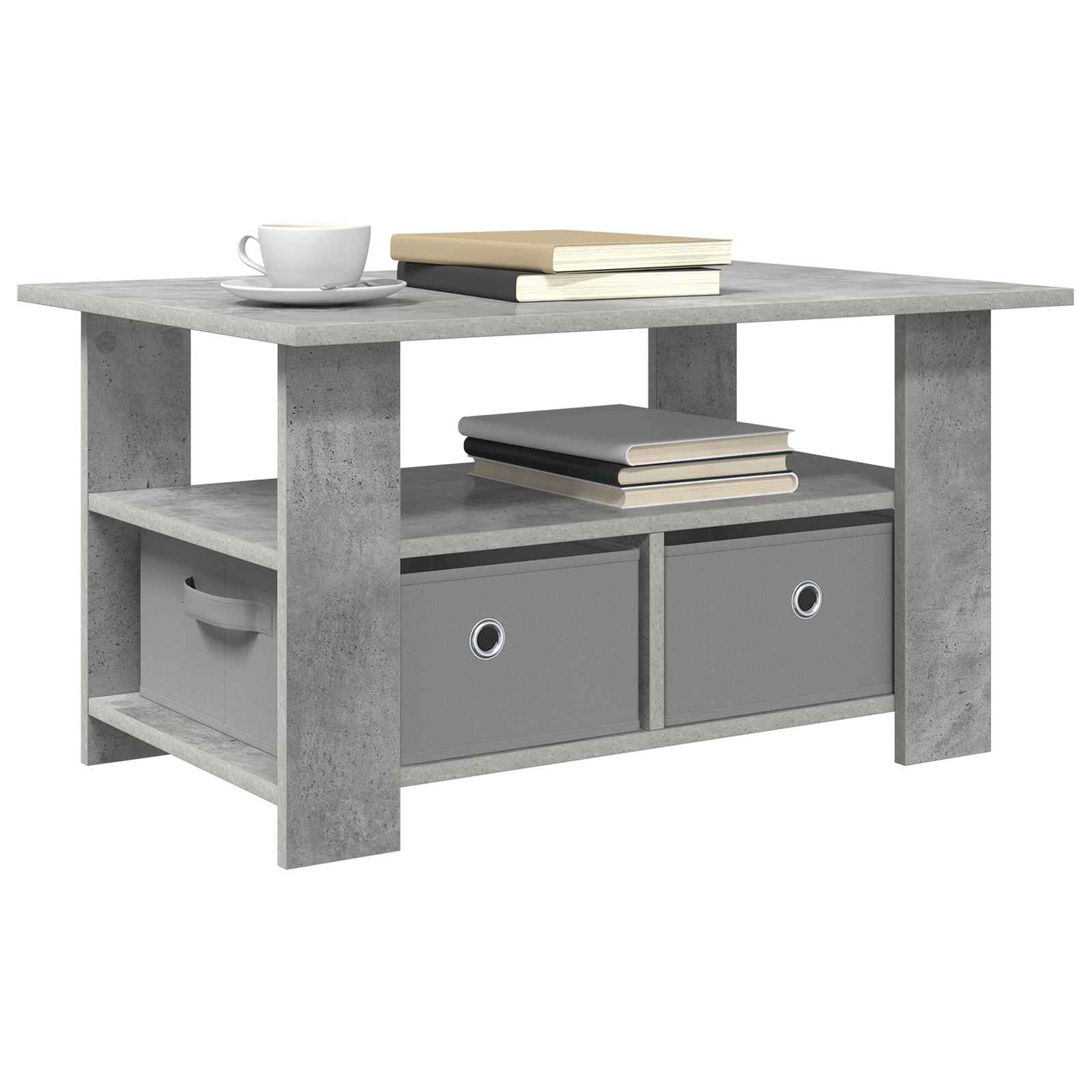 Table basse Gris béton 77 x 55 x 42 cm Bois d'ingénierie - XIOS