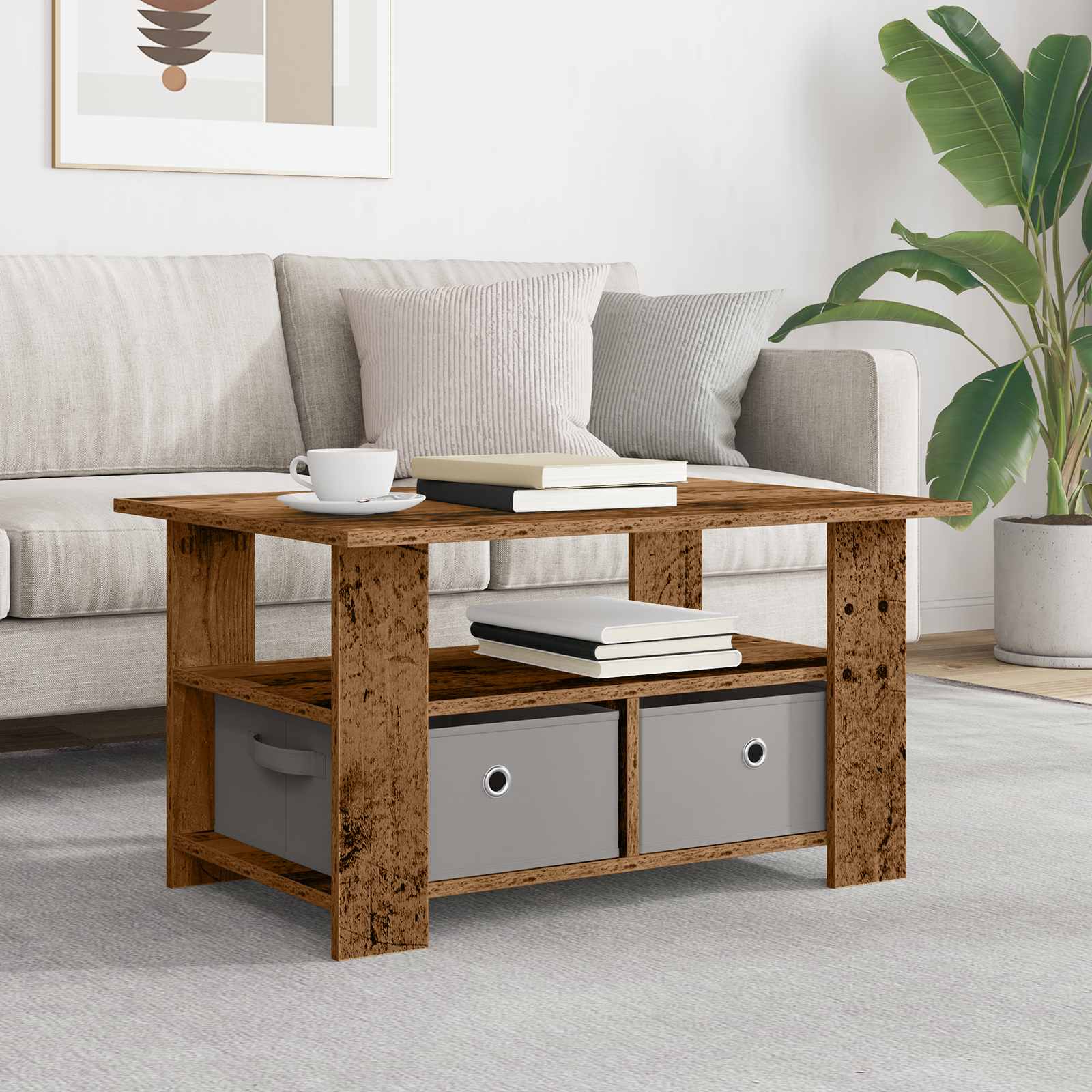 Table basse Bois ancien 77 x 55 x 42 cm Bois d'ingénierie - XIOS